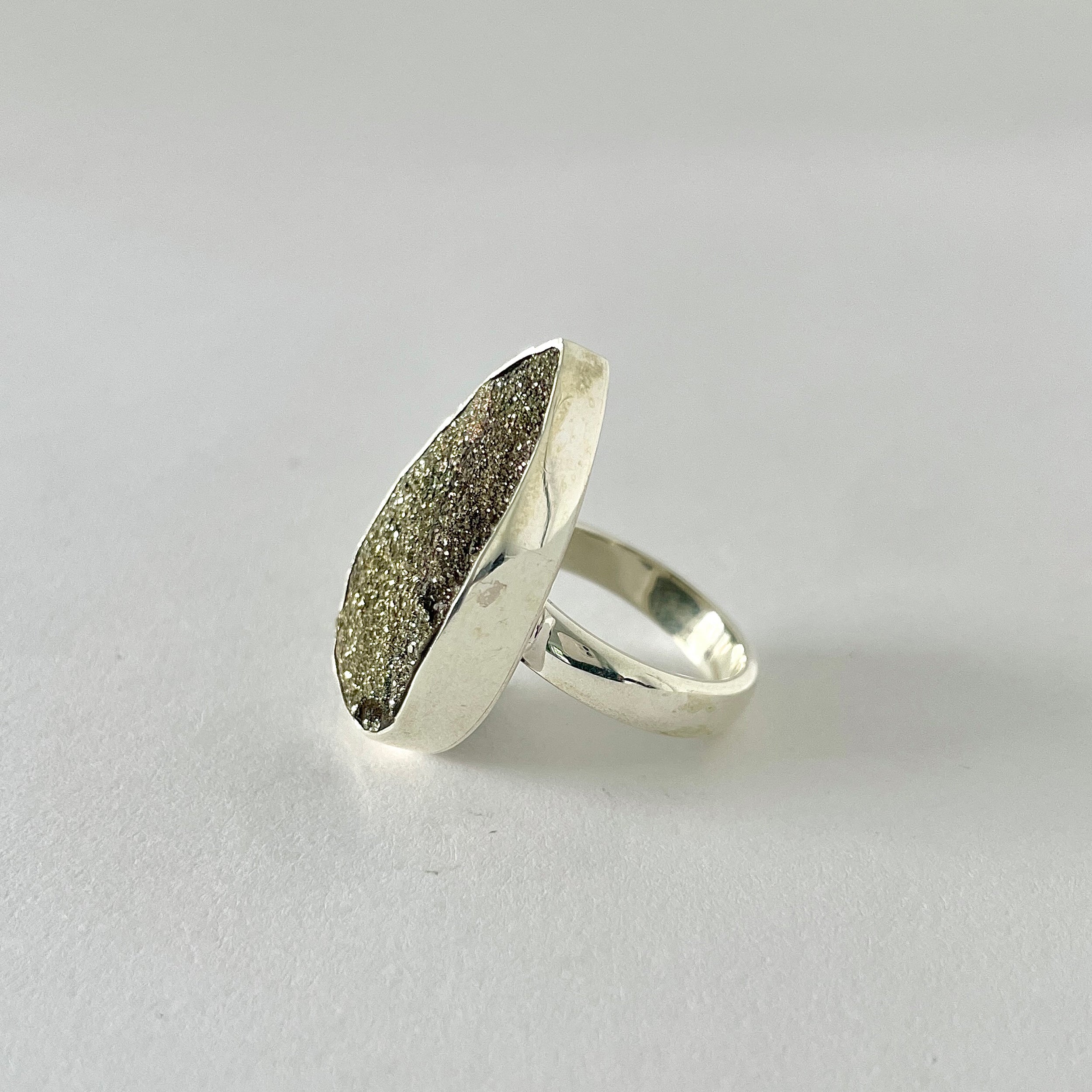 Spectropyrite Druzy Ring-(SPD-2-8)