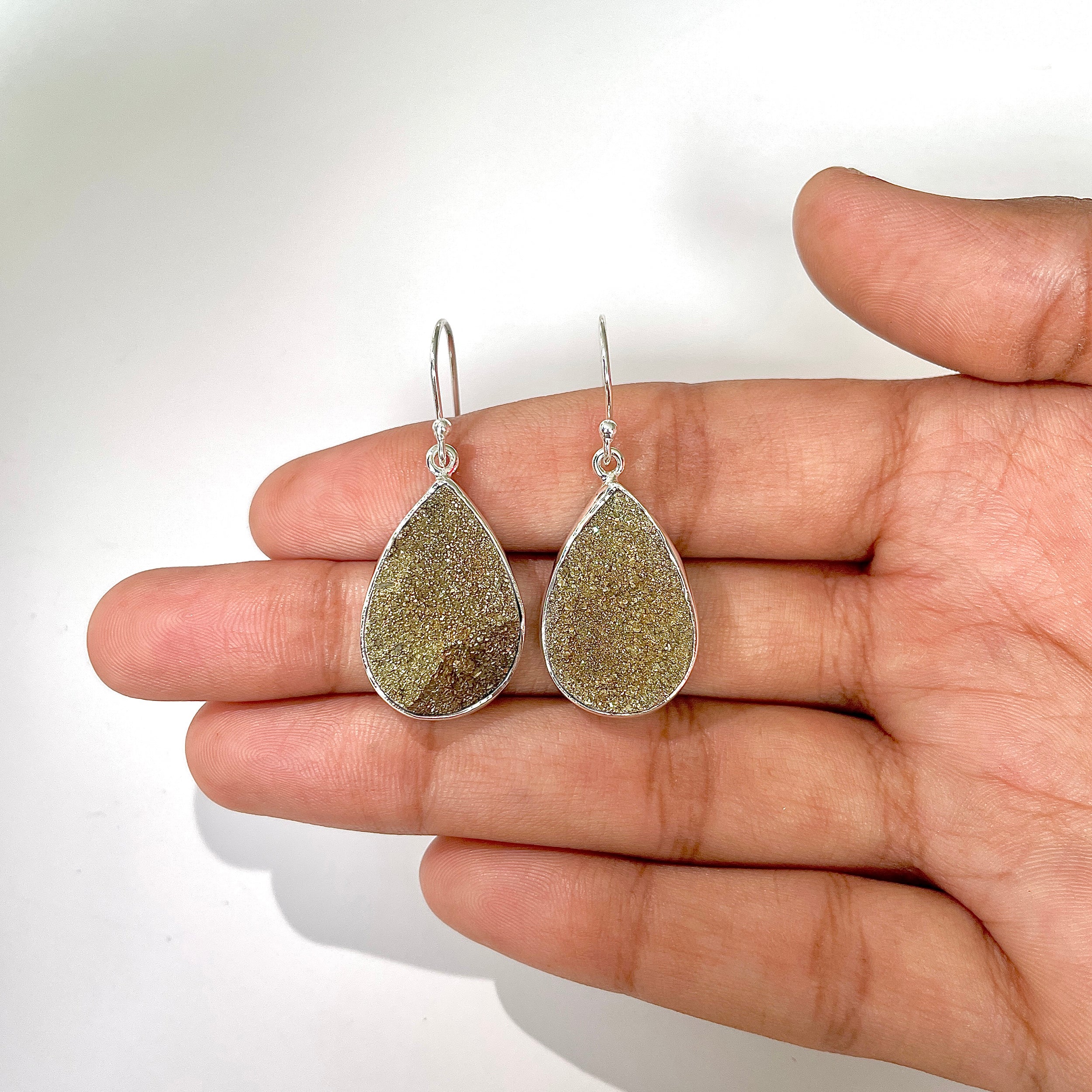 Spectropyrite Druzy Earring-(SPD-3-15)