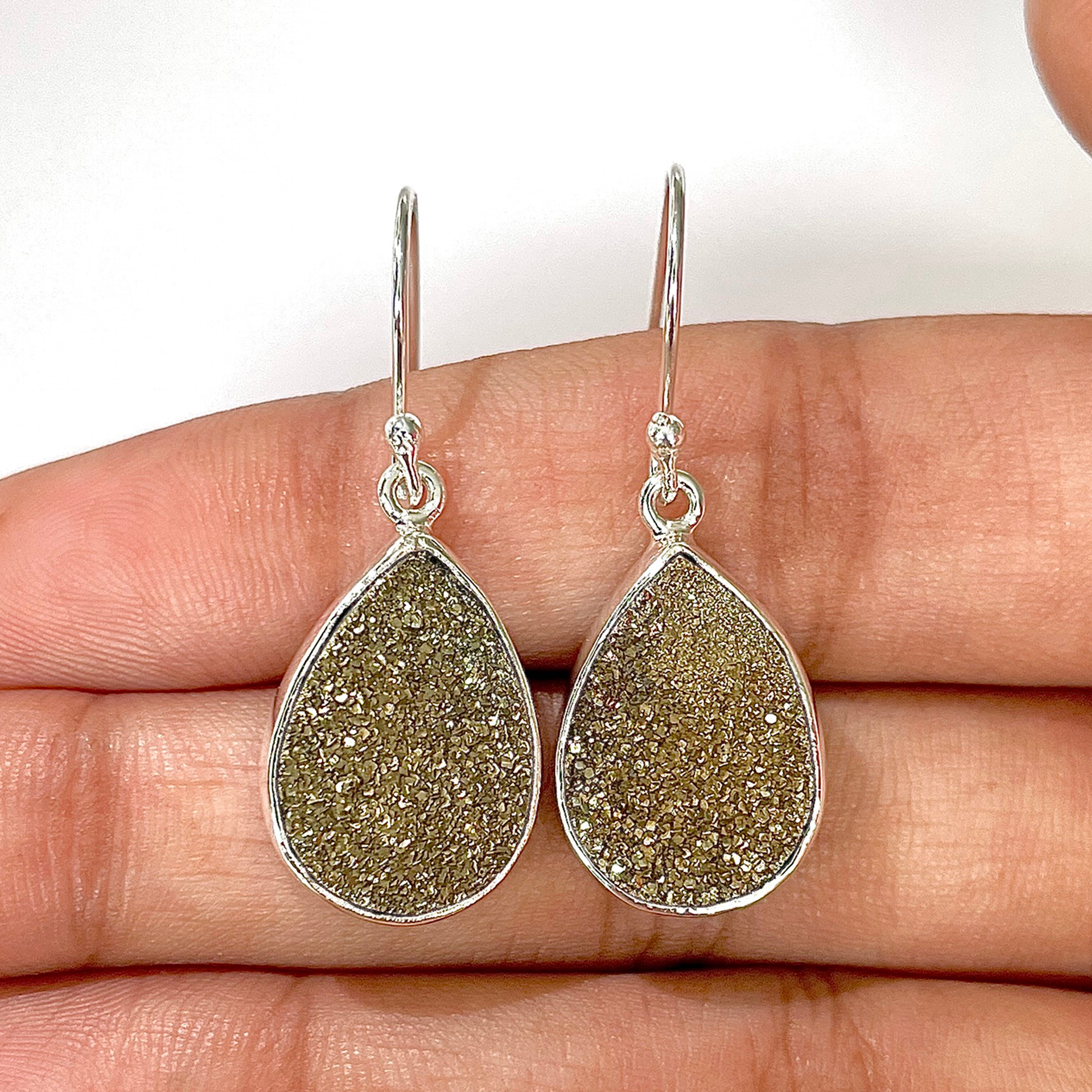Spectropyrite Druzy Earring-(SPD-3-16)