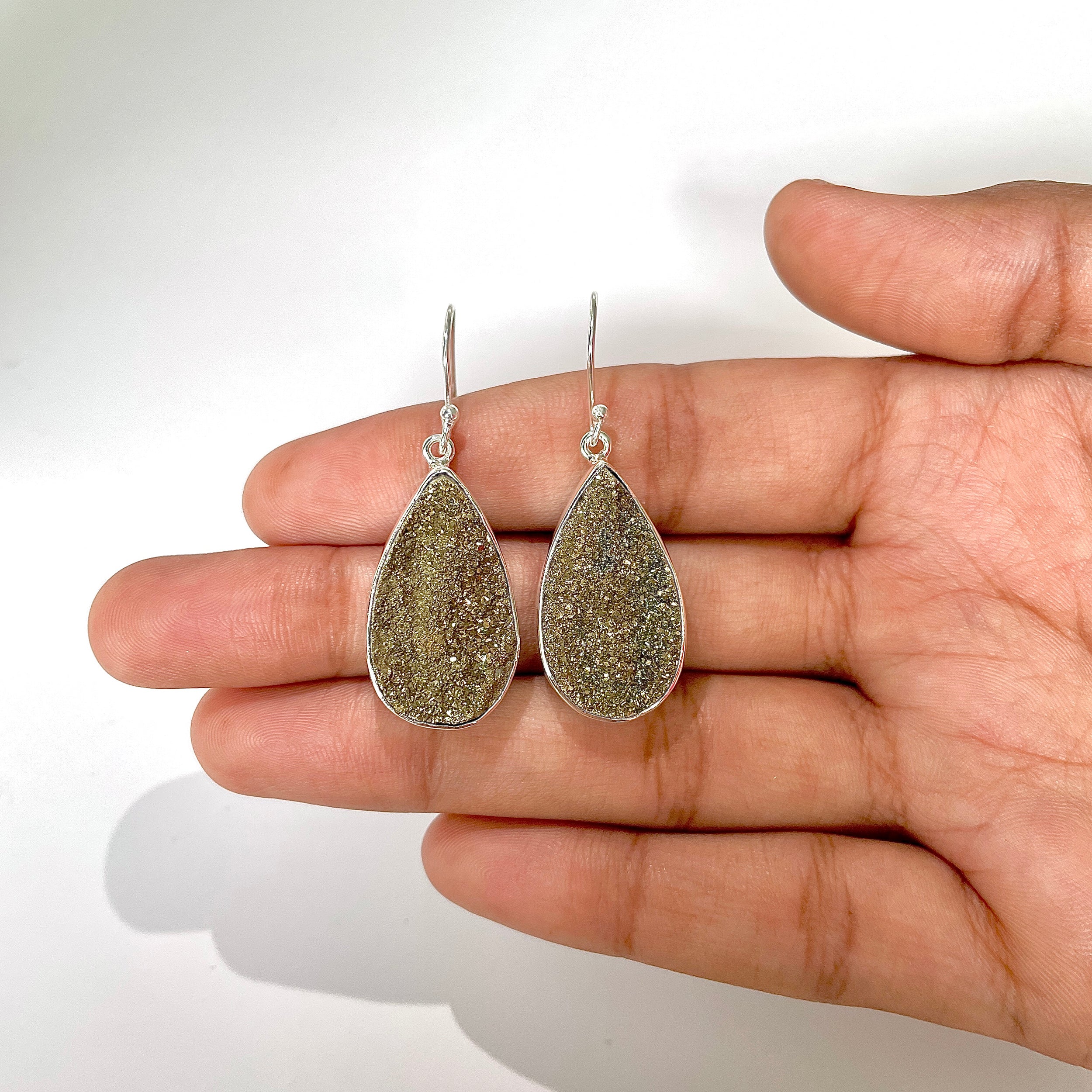 Spectropyrite Druzy Earring-(SPD-3-18)