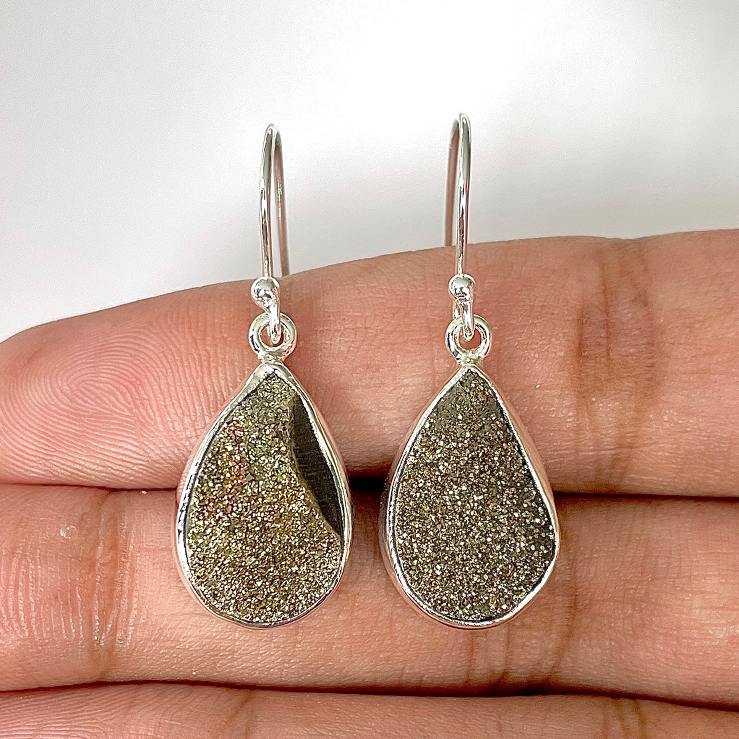 Spectropyrite Druzy Earring-(SPD-3-2)