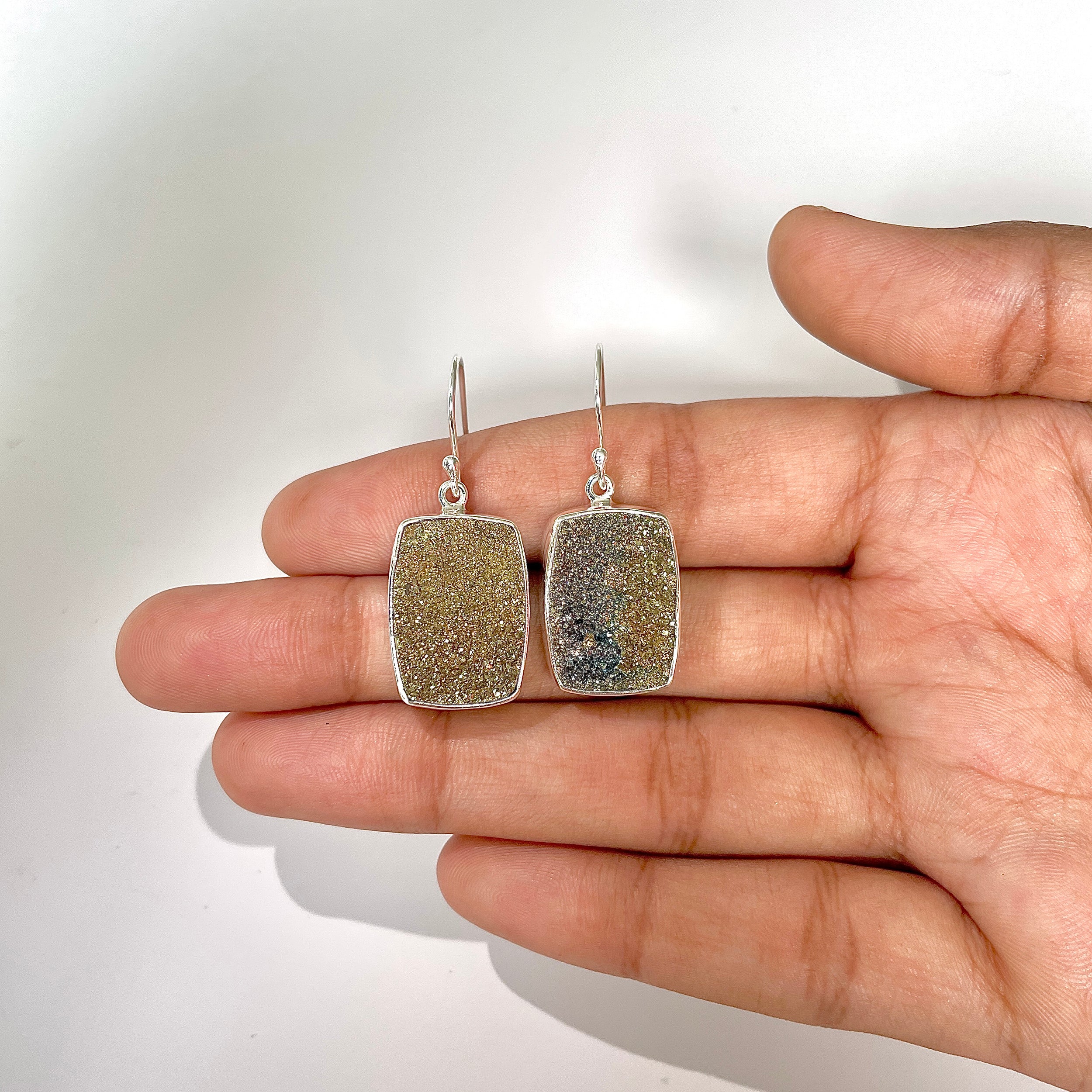 Spectropyrite Druzy Earring-(SPD-3-21)