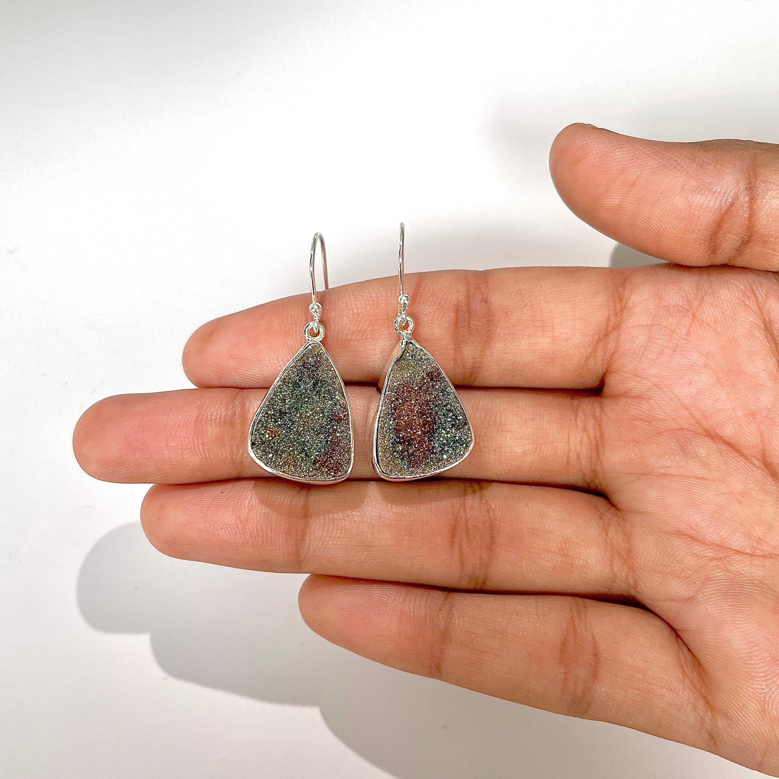 Spectropyrite Druzy Earring-(SPD-3-22)