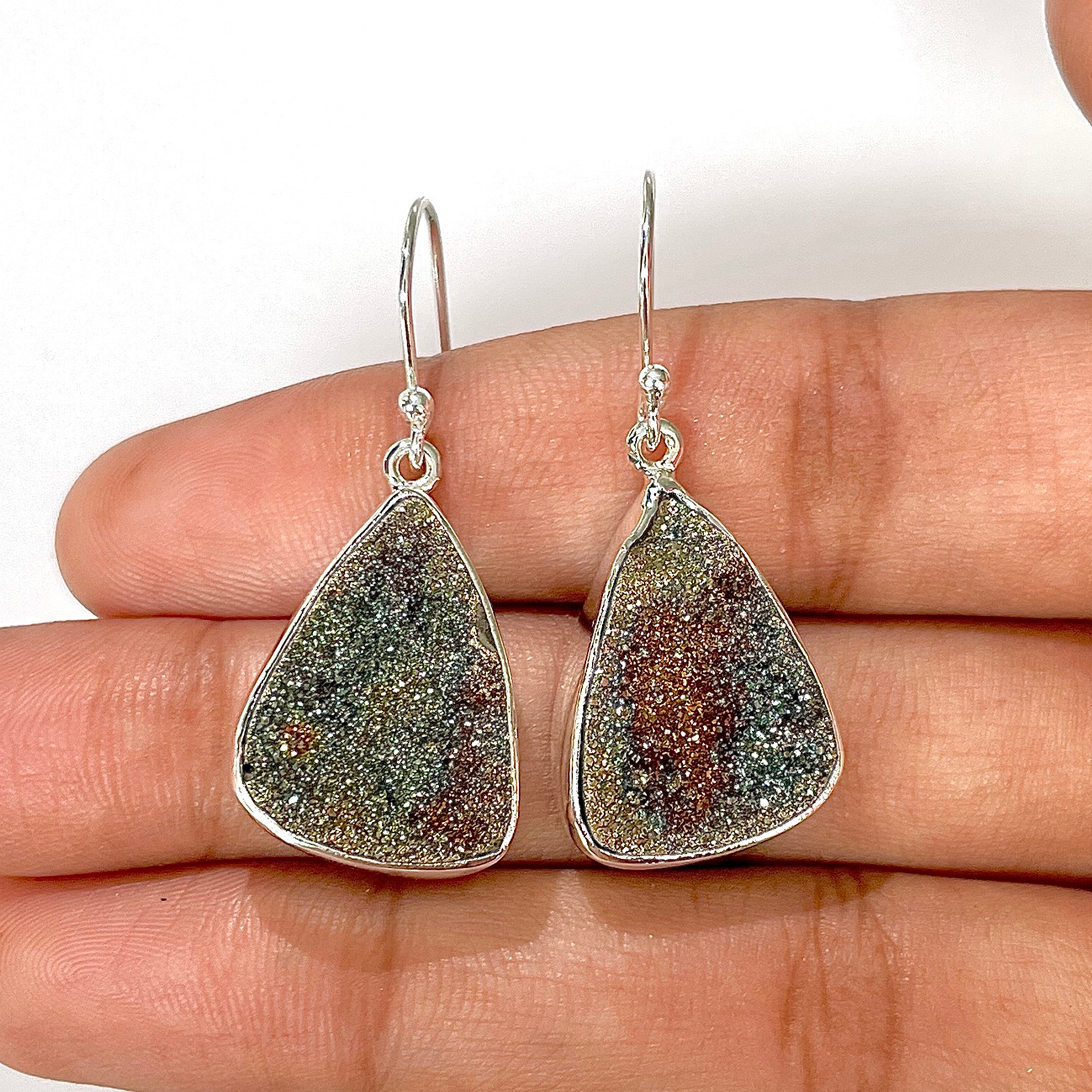 Spectropyrite Druzy Earring-(SPD-3-22)