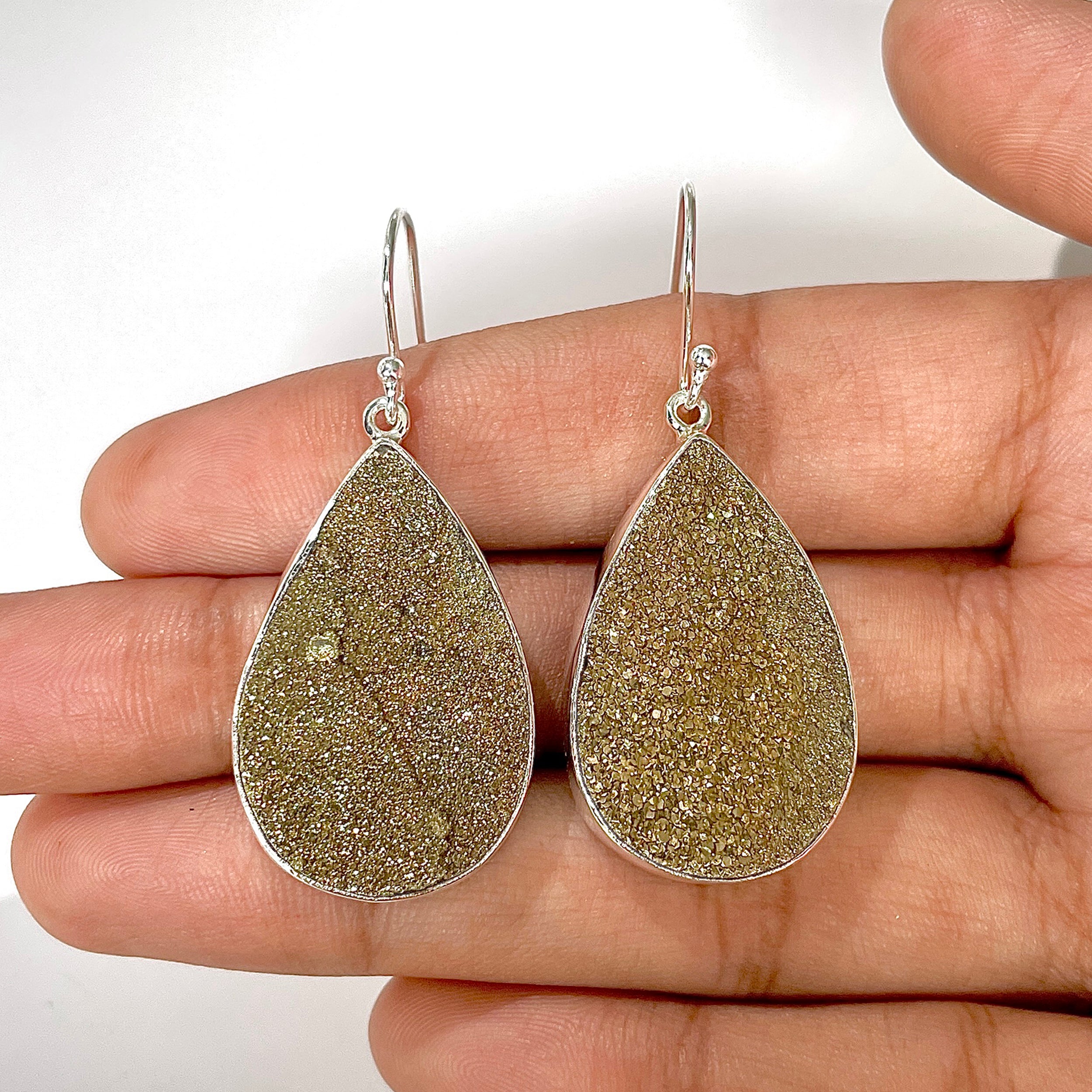 Spectropyrite Druzy Earring-(SPD-3-23)