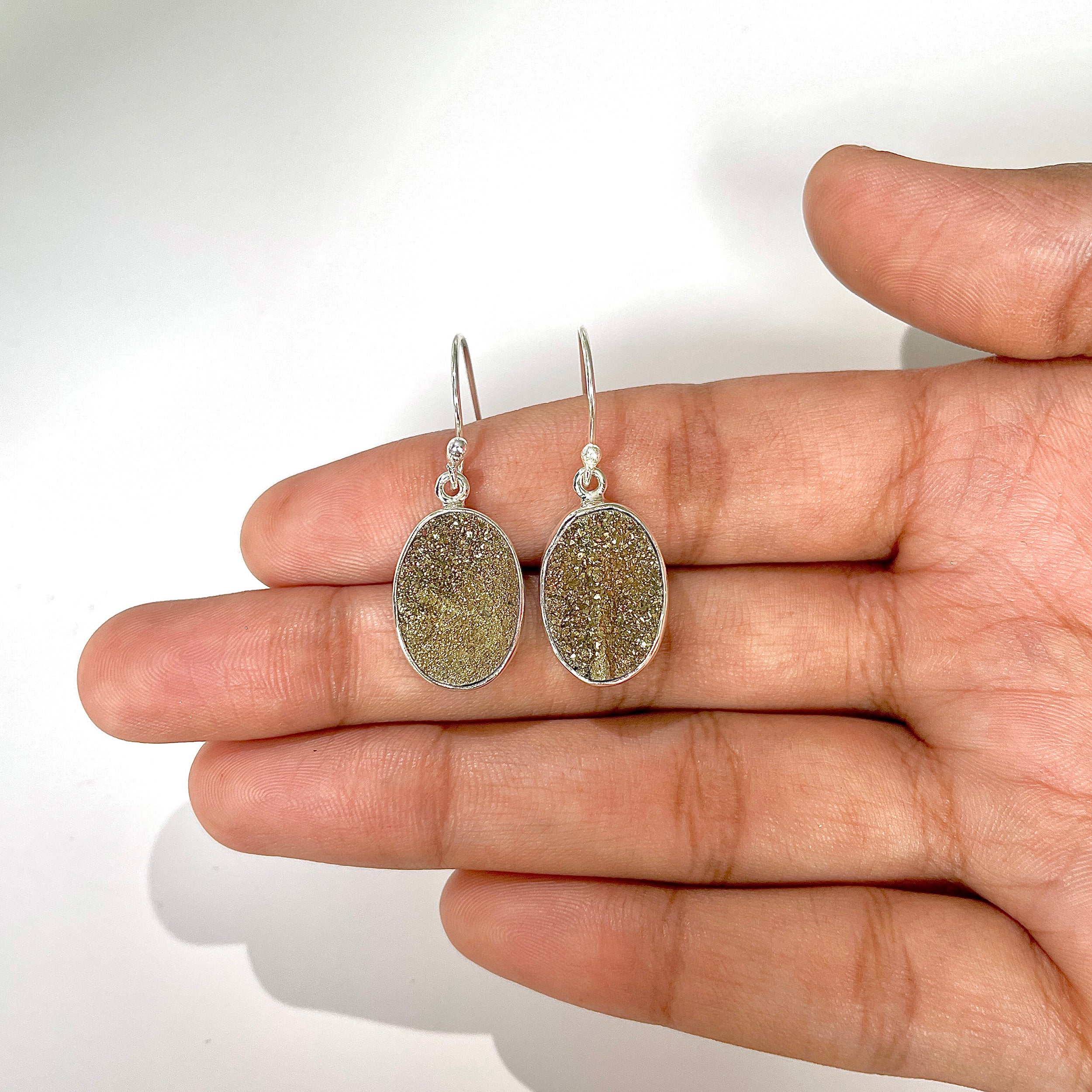 Spectropyrite Druzy Earring-(SPD-3-24)