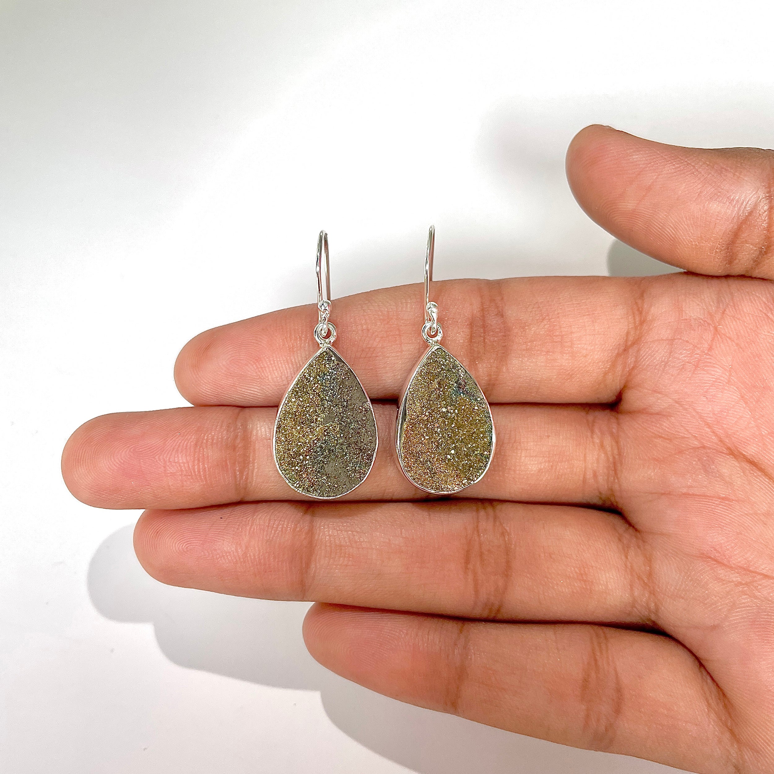 Spectropyrite Druzy Earring-(SPD-3-25)