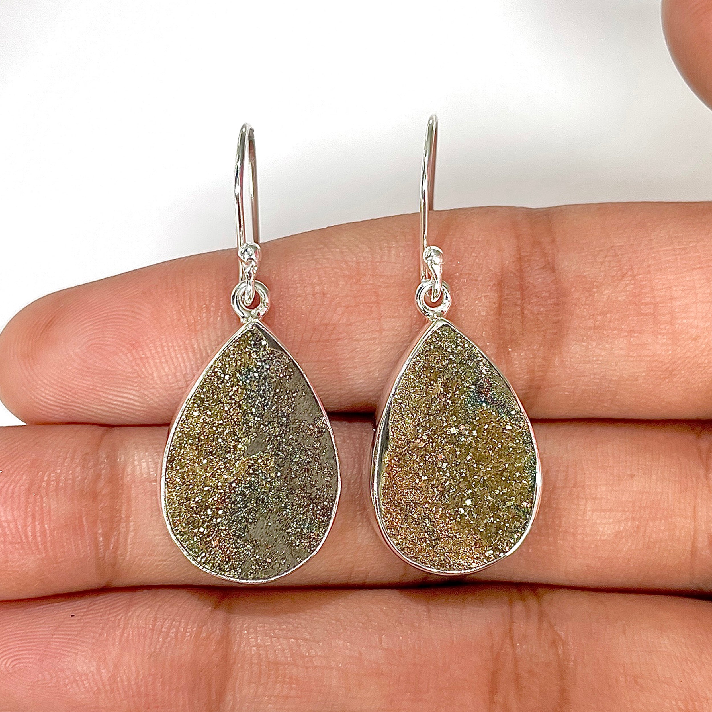 Spectropyrite Druzy Earring-(SPD-3-25)