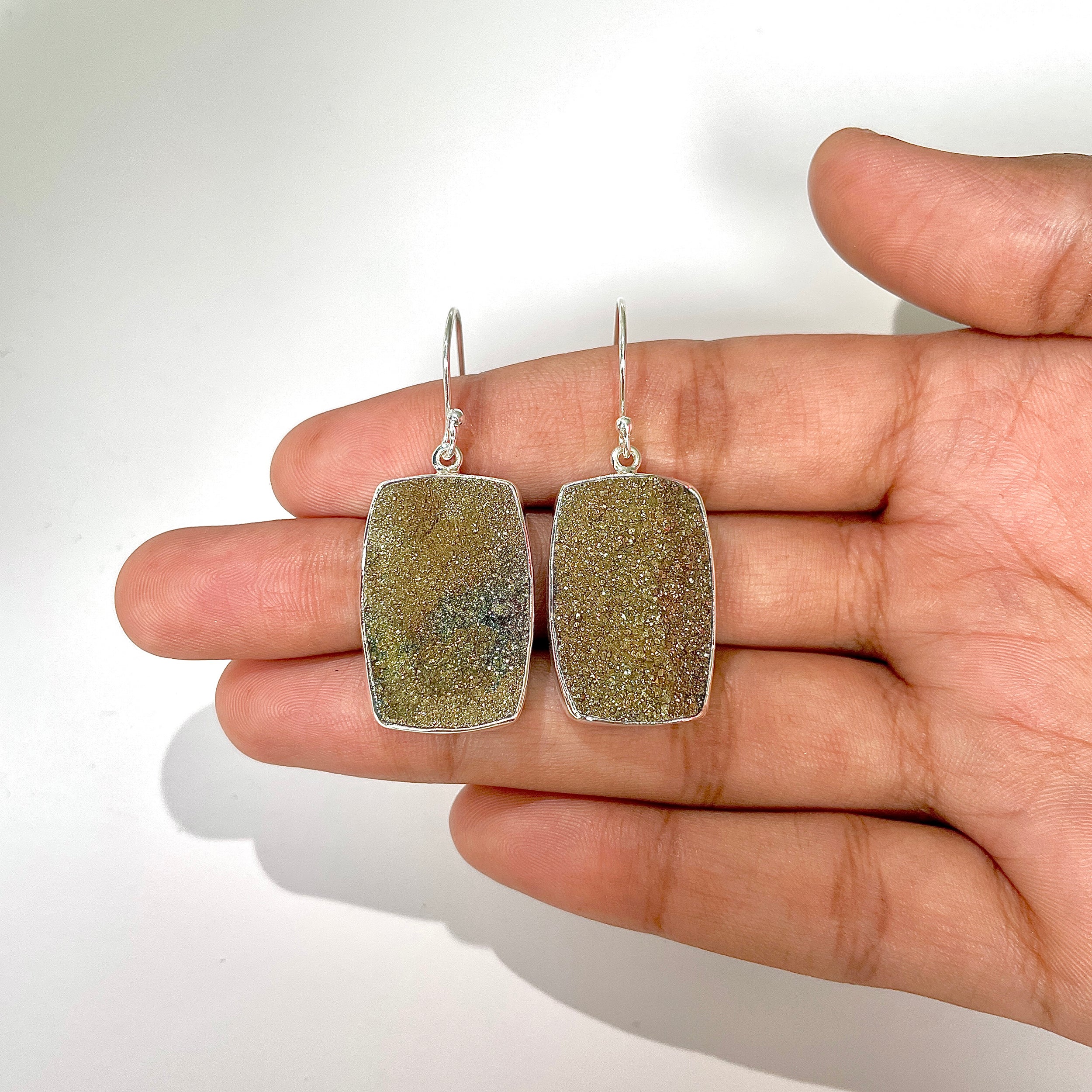 Spectropyrite Druzy Earring-(SPD-3-26)