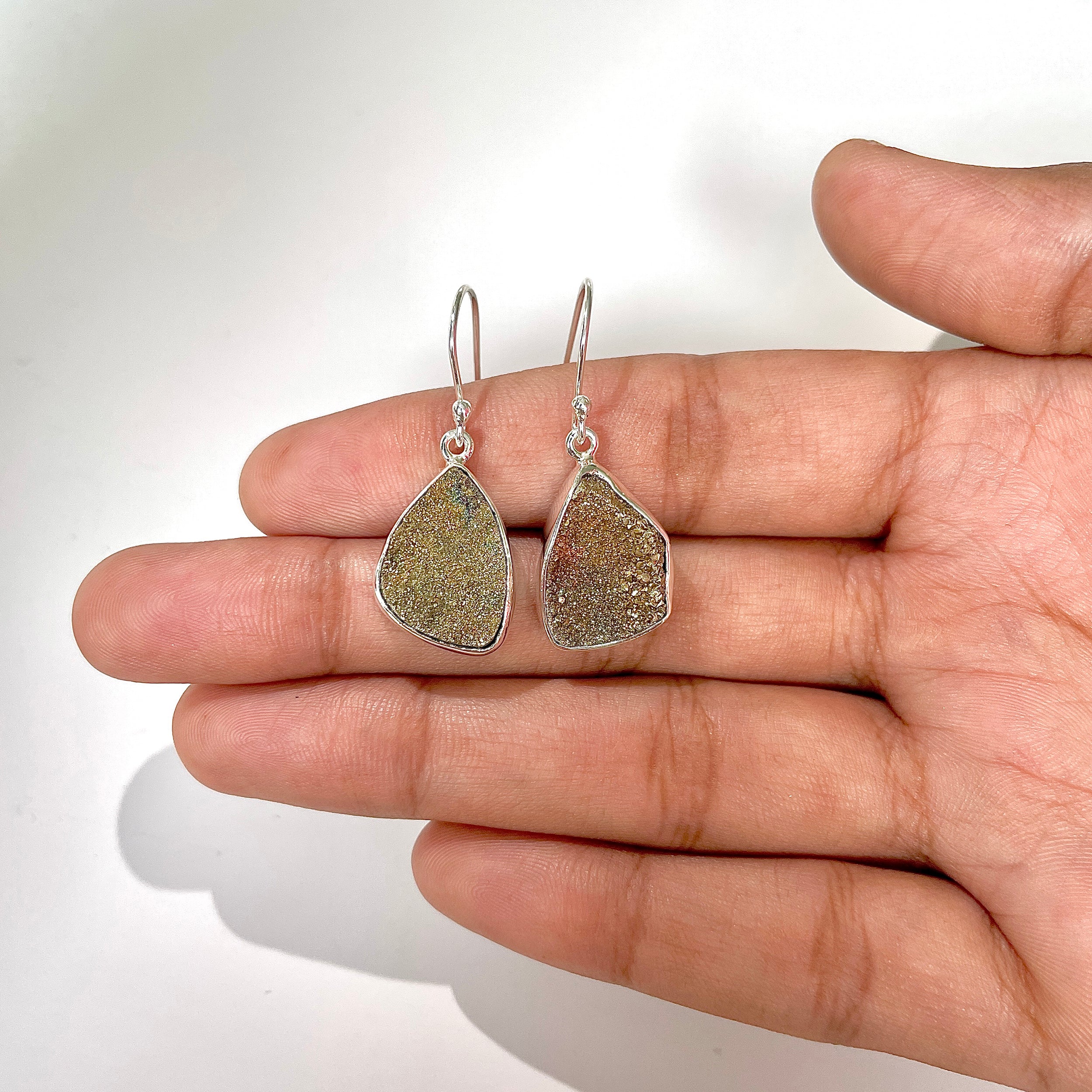 Spectropyrite Druzy Earring-(SPD-3-27)