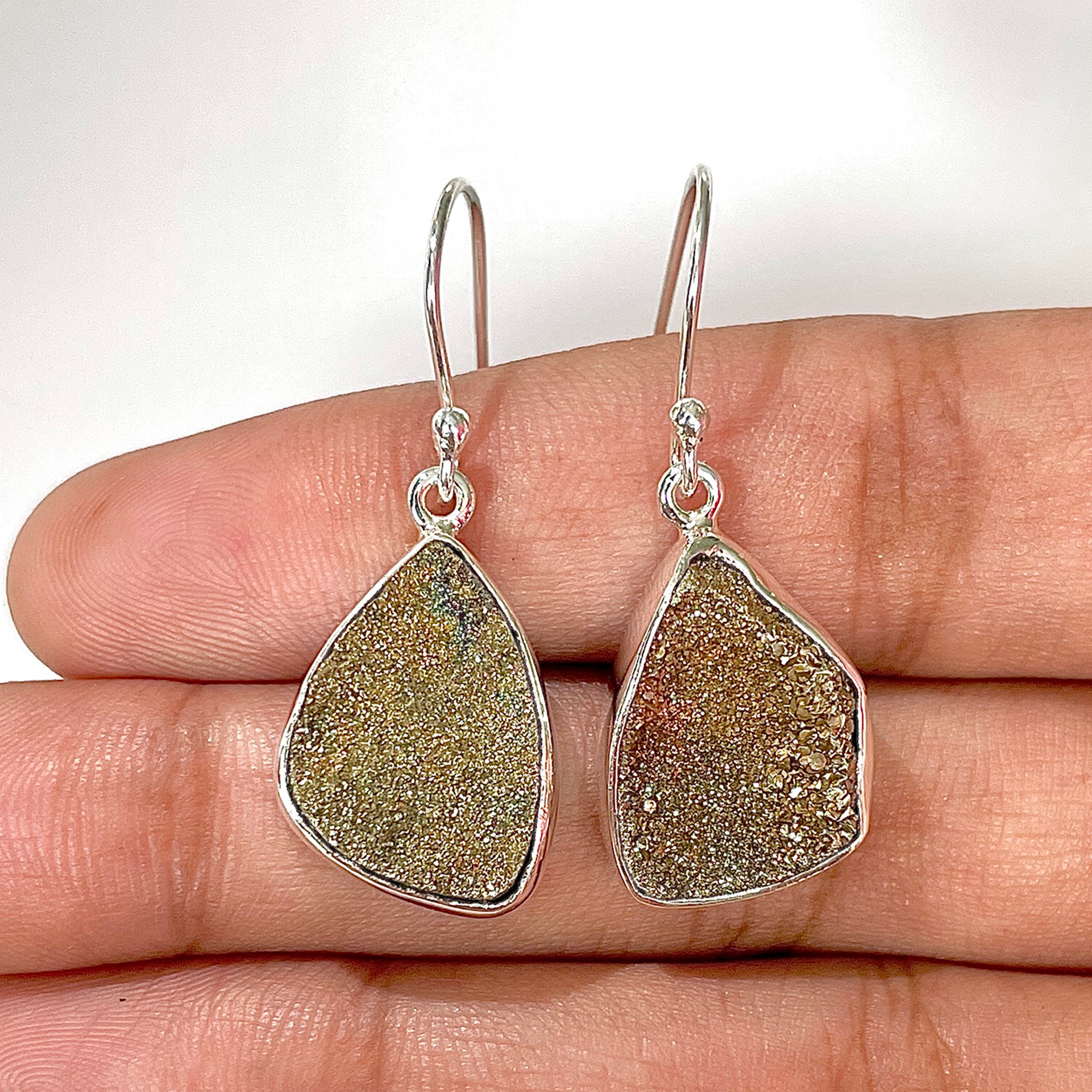 Spectropyrite Druzy Earring-(SPD-3-27)