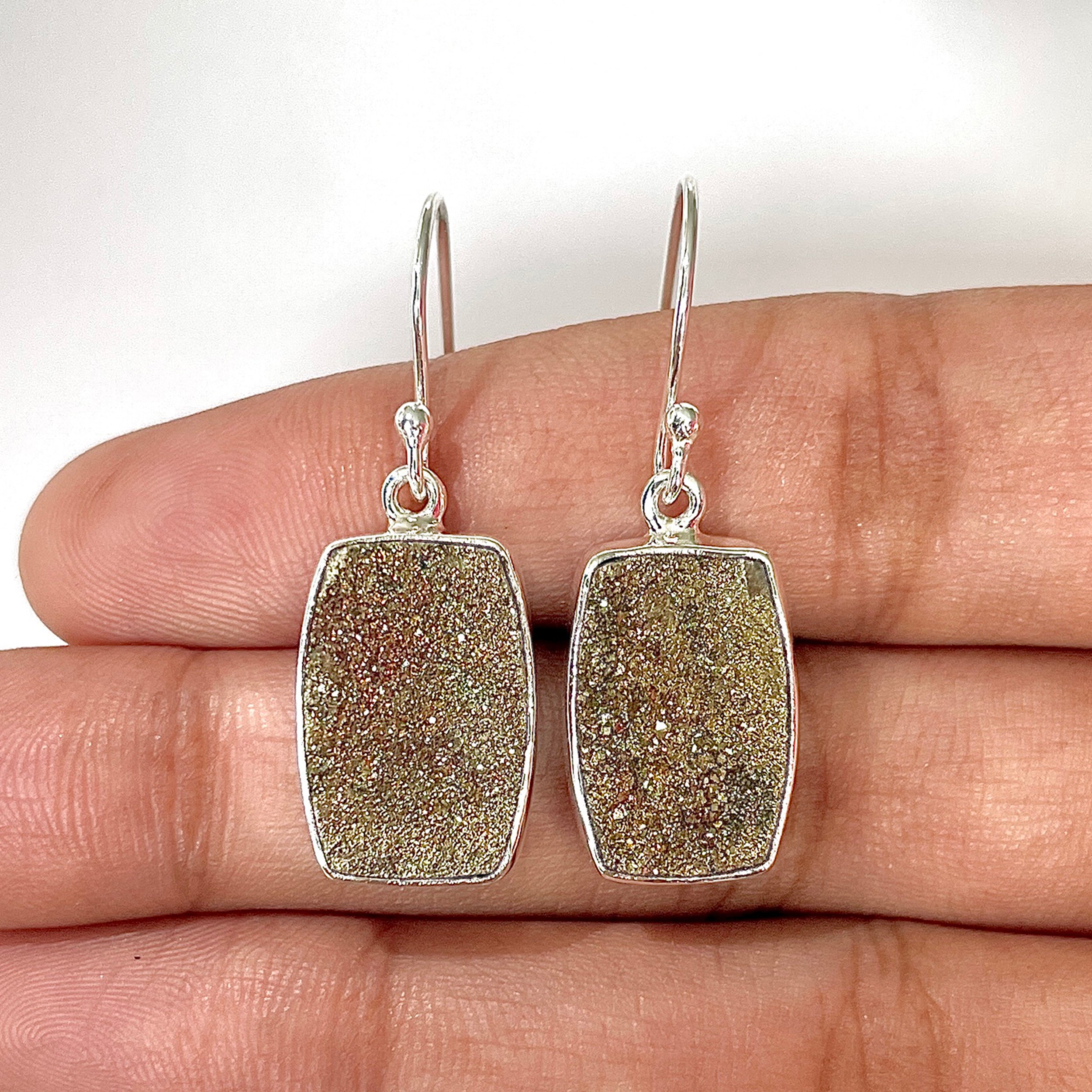Spectropyrite Druzy Earring-(SPD-3-28)