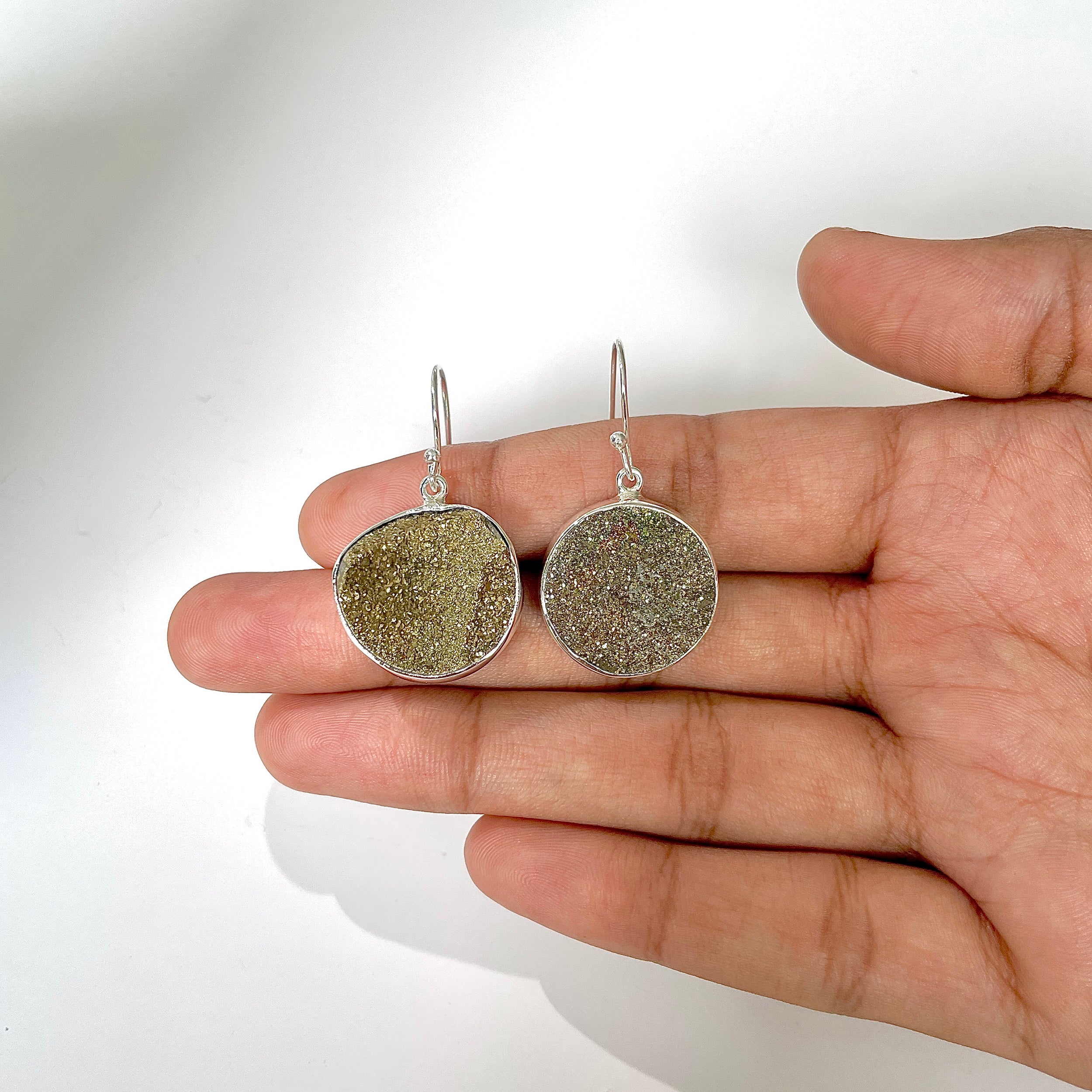 Spectropyrite Druzy Earring-(SPD-3-4)