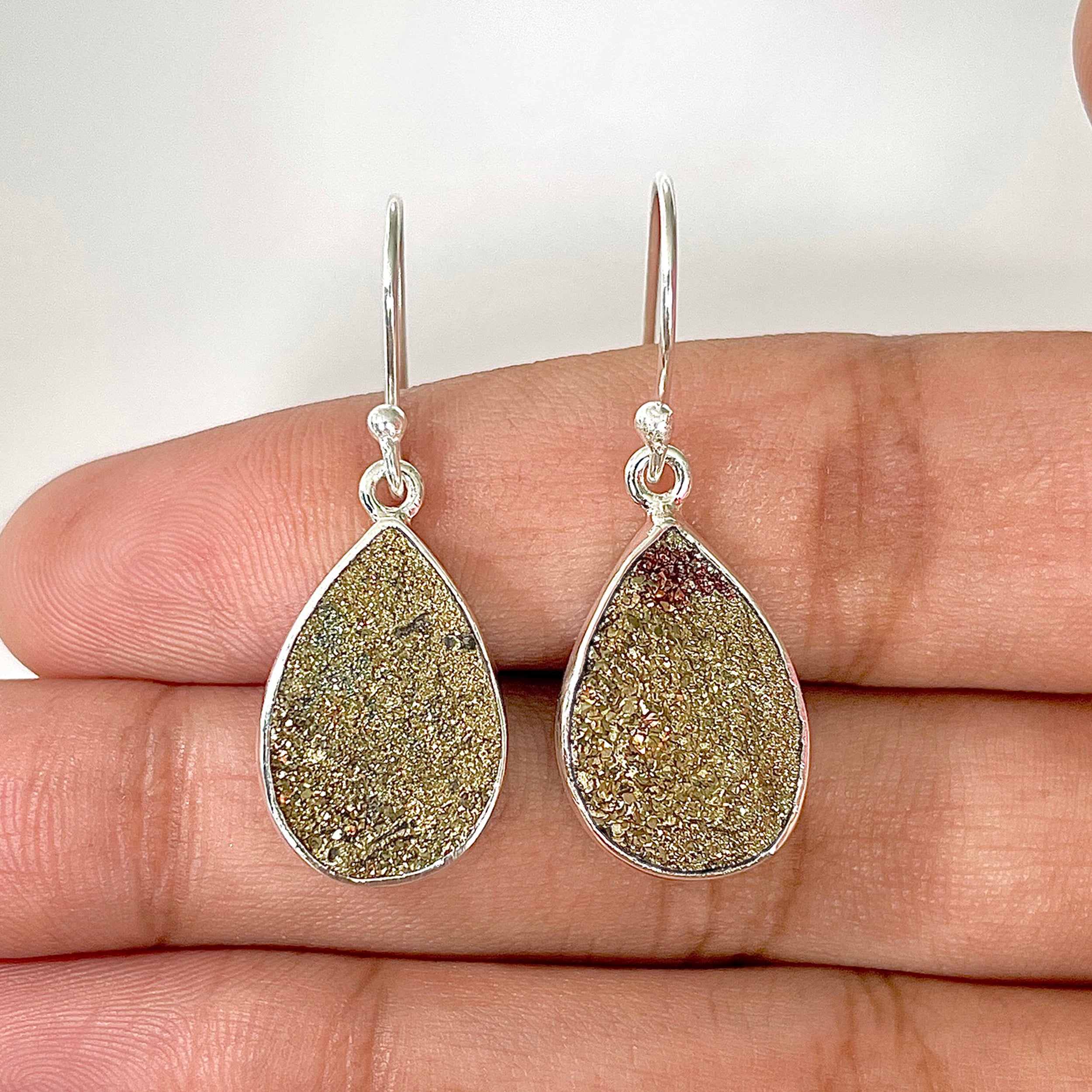 Spectropyrite Druzy Earring-(SPD-3-5)