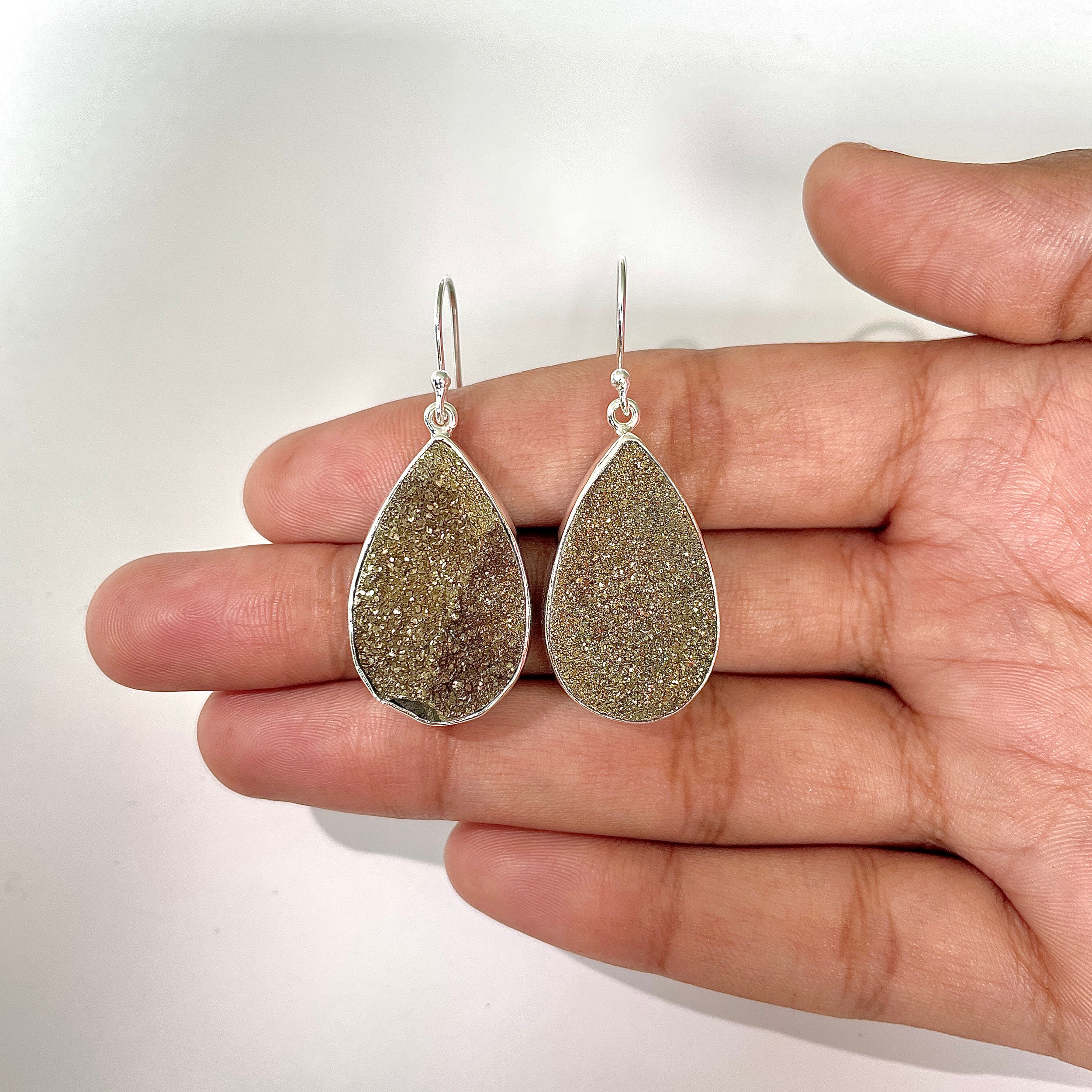 Spectropyrite Druzy Earring-(SPD-3-8)