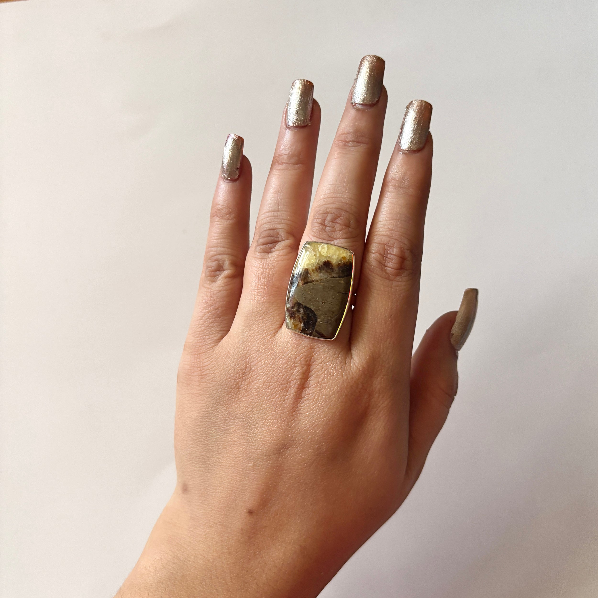 Septarian Rhyolite Ring-(SPR-2-14)