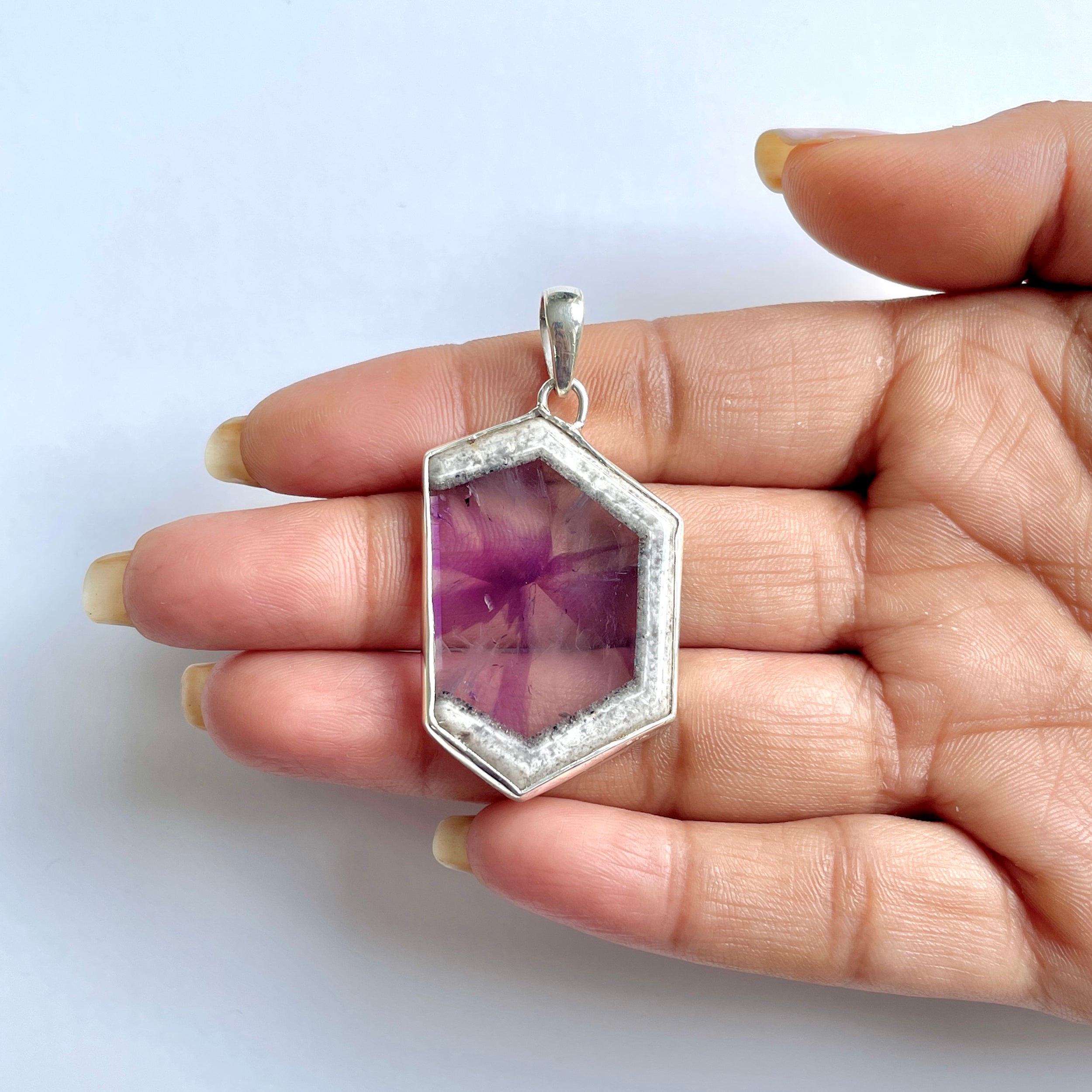 Star Amethyst Slice Pendant-(STA-1-91)