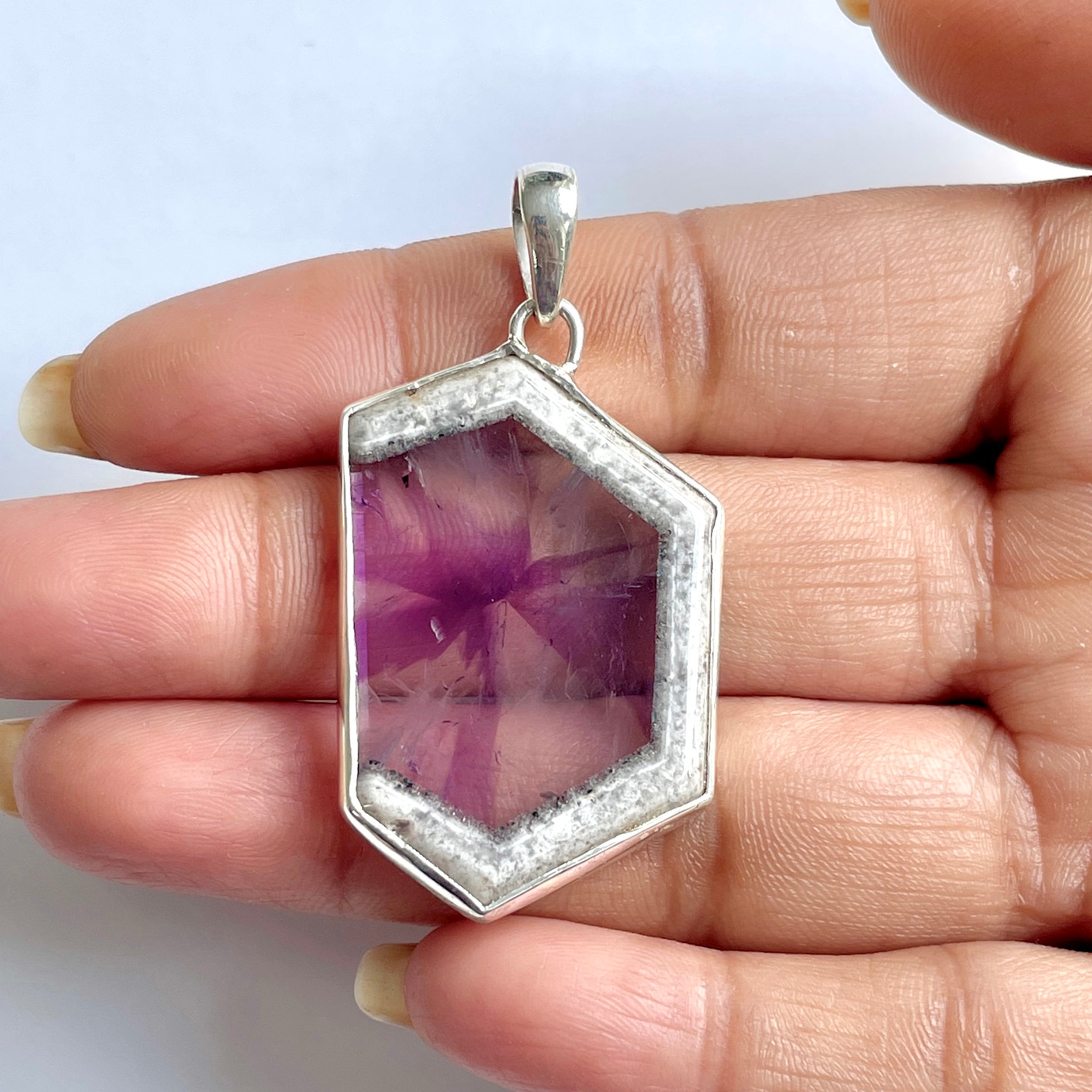 Star Amethyst Slice Pendant-(STA-1-91)