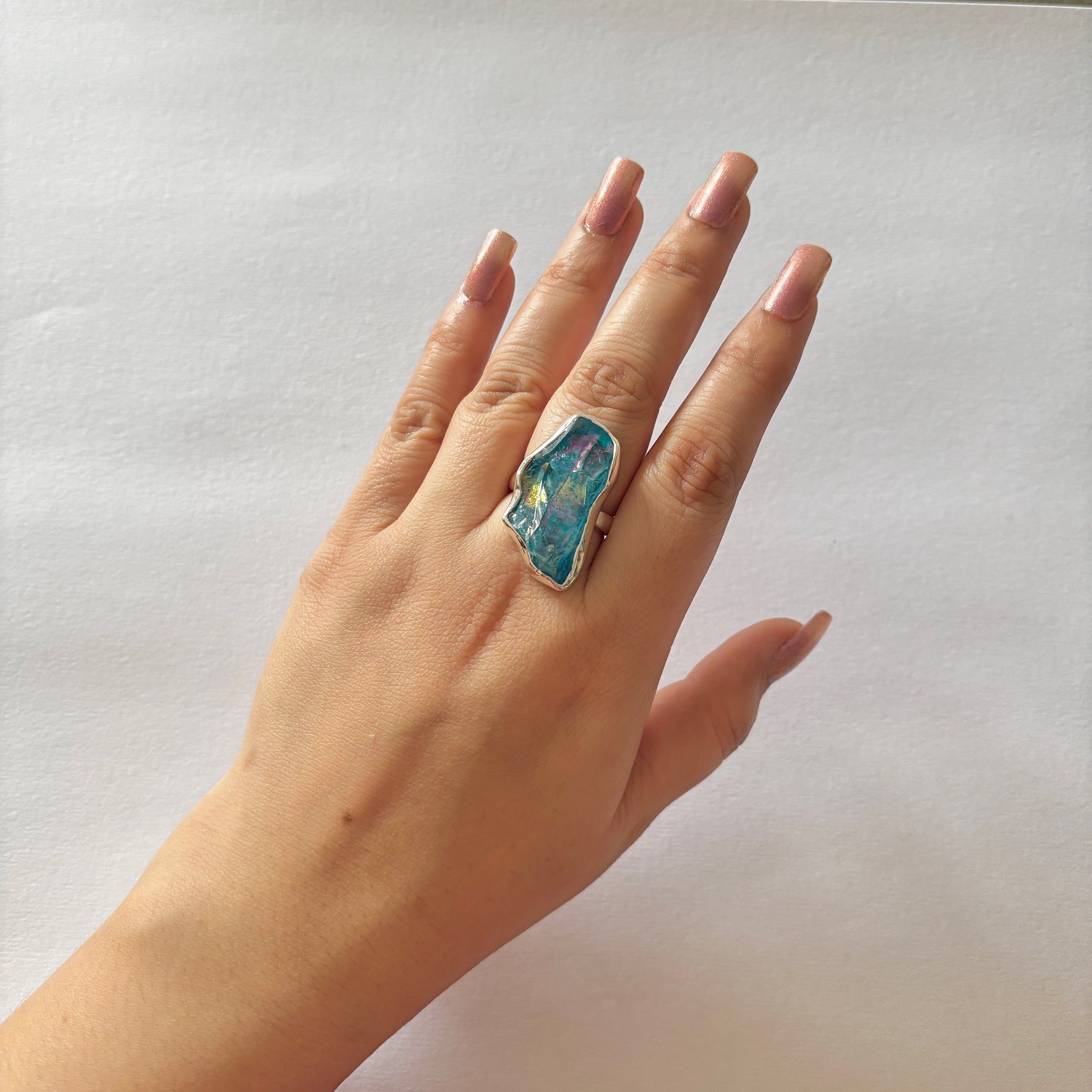 Titanium Druzy Blue Ring-(TDB-2-12)