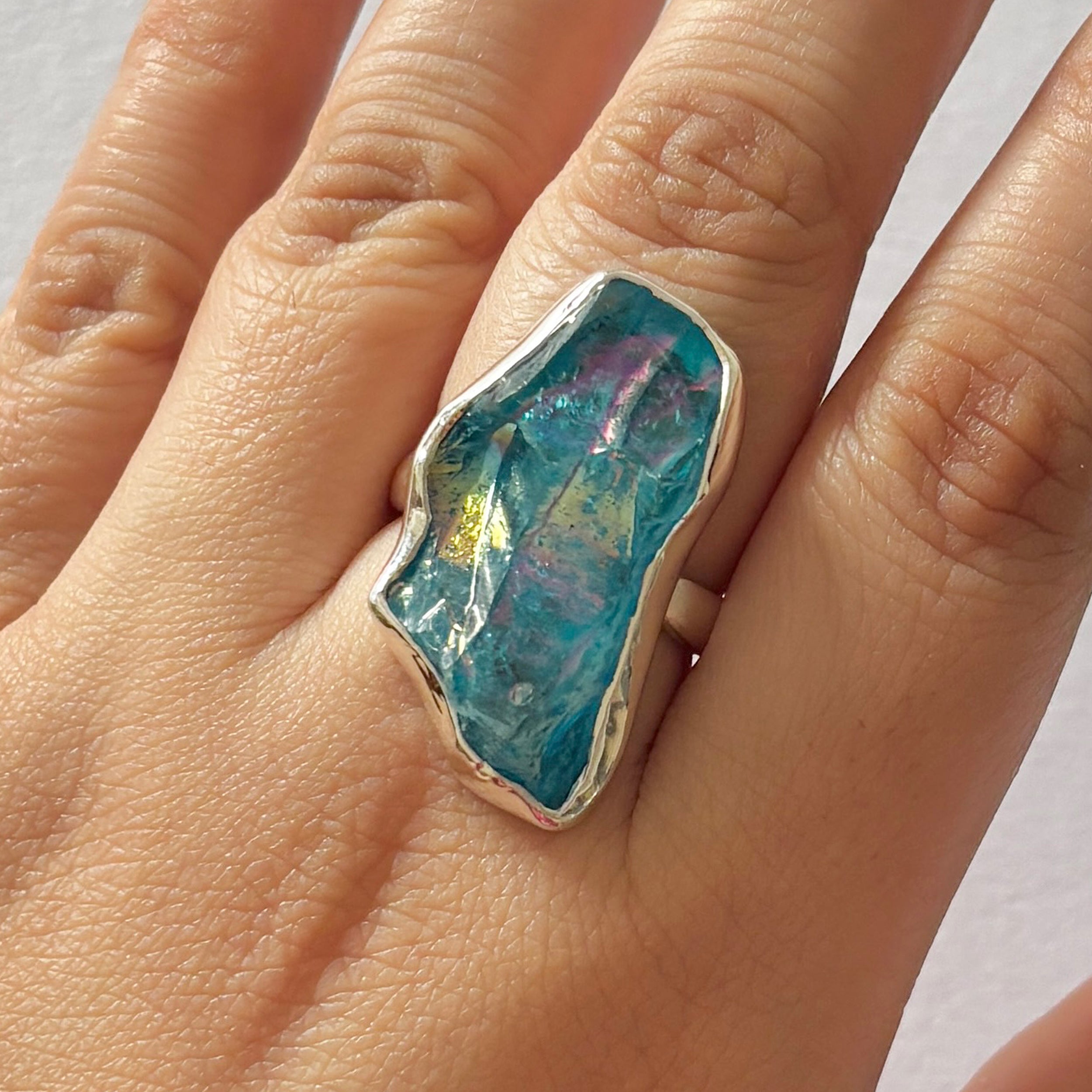Titanium Druzy Blue Ring-(TDB-2-12)