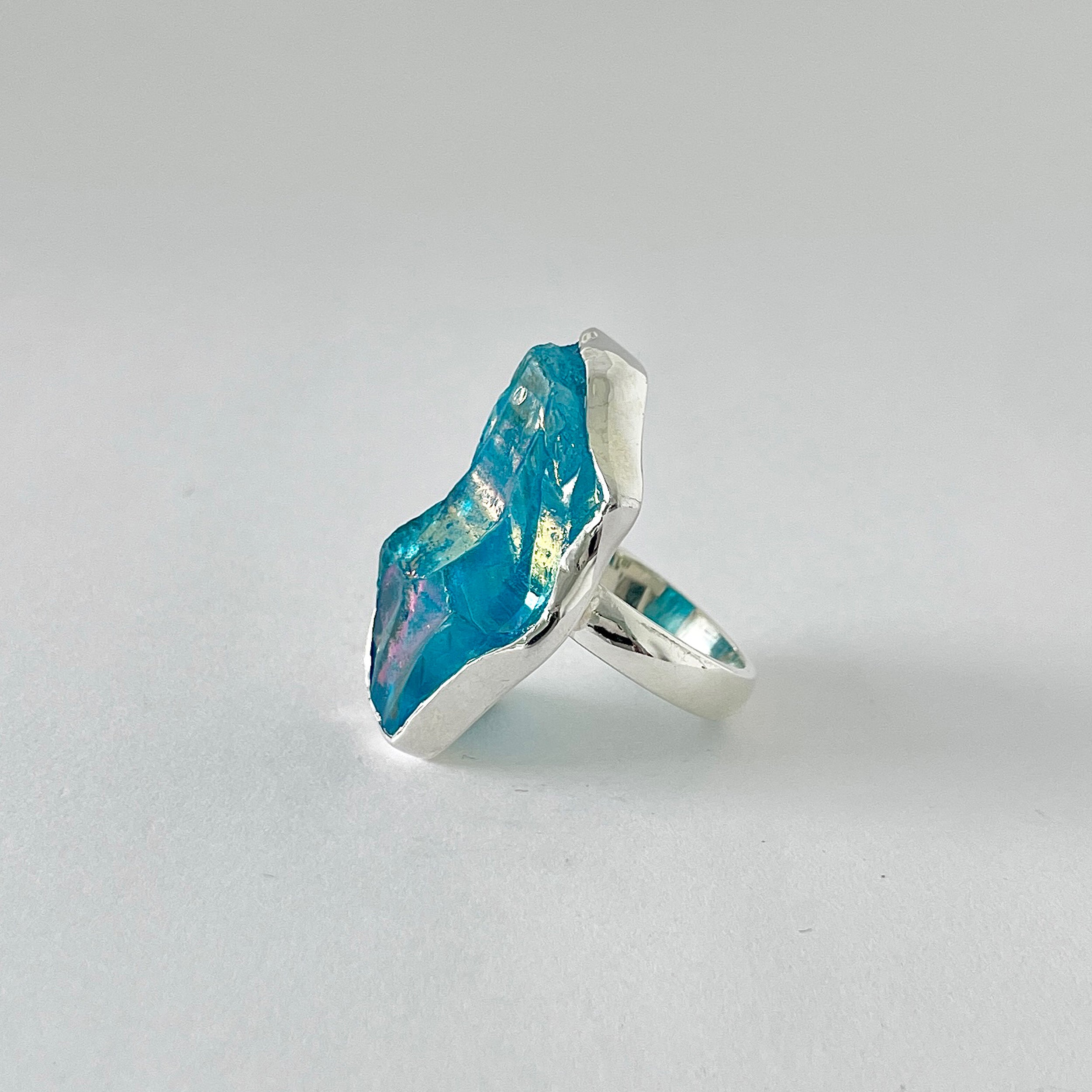 Titanium Druzy Blue Ring-(TDB-2-12)