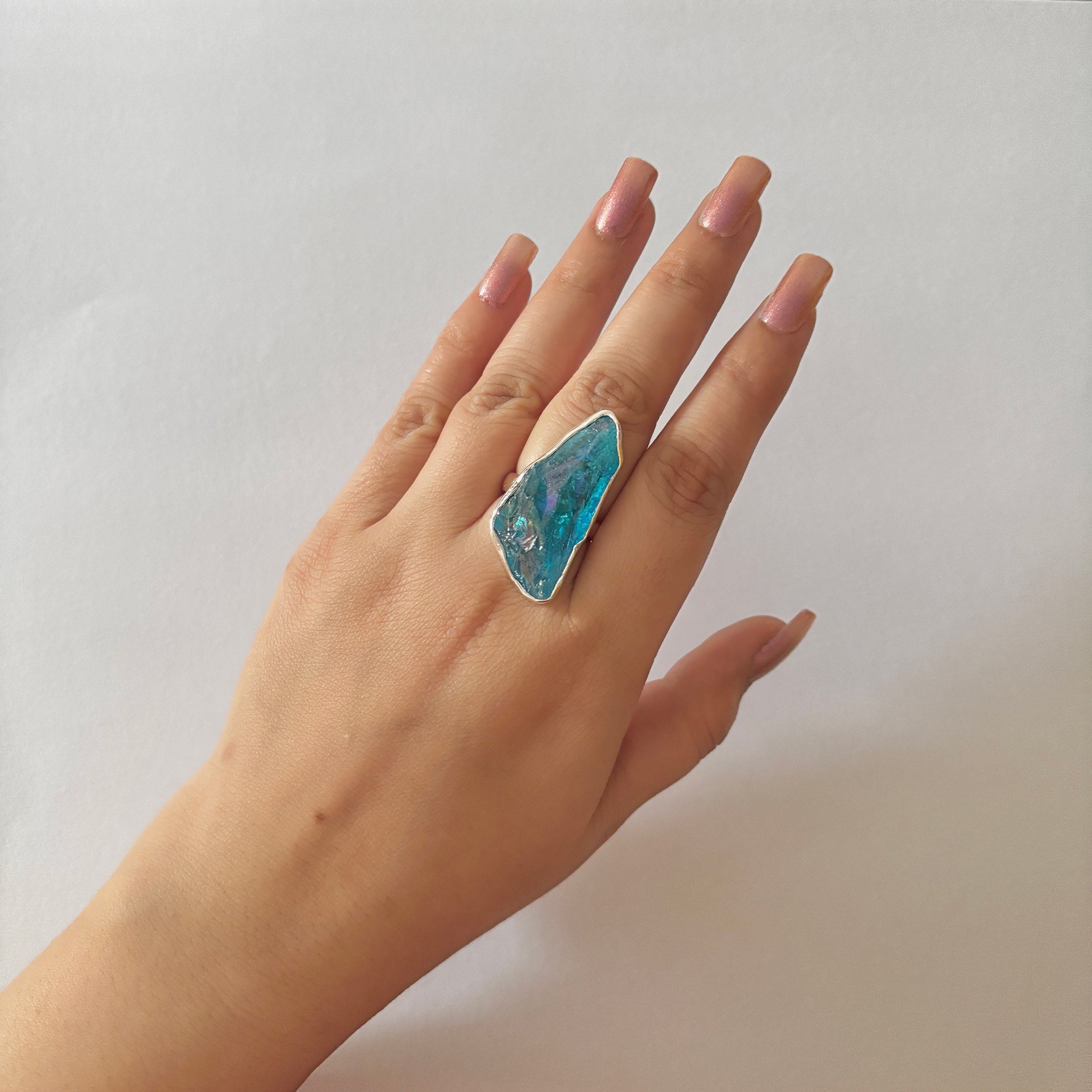 Titanium Druzy Blue Ring-(TDB-2-14)