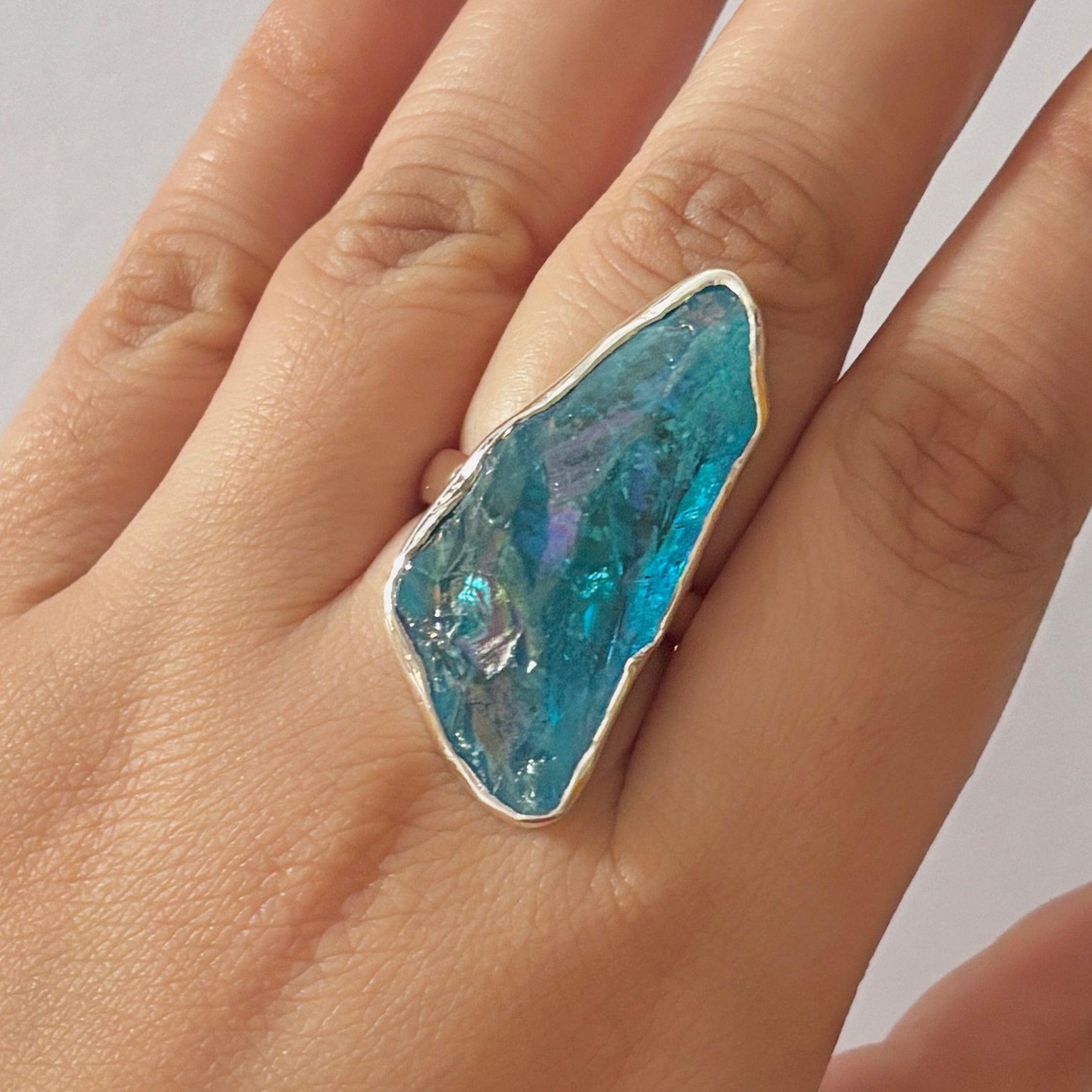 Titanium Druzy Blue Ring-(TDB-2-14)