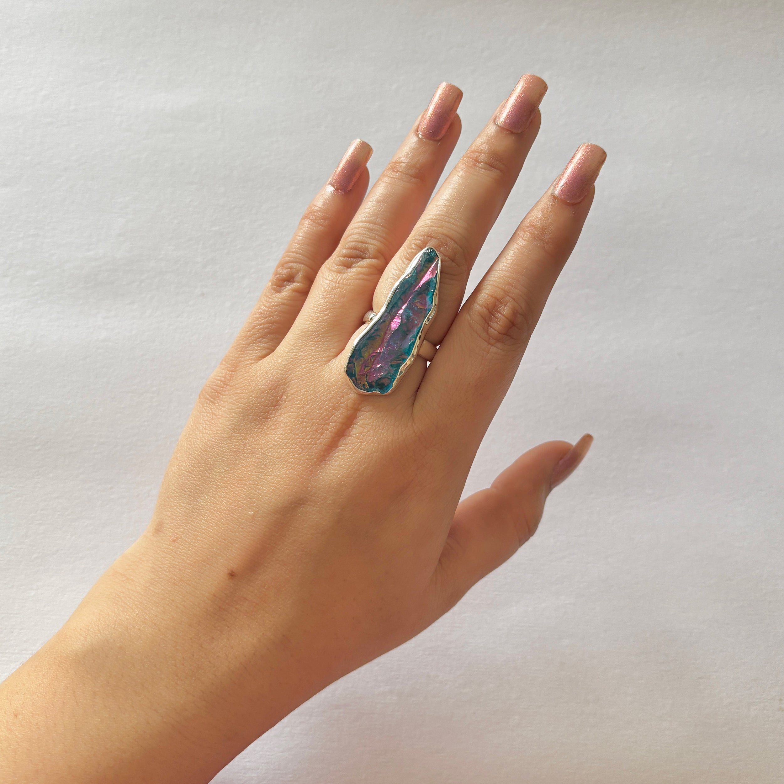 Titanium Druzy Blue Ring-(TDB-2-15)