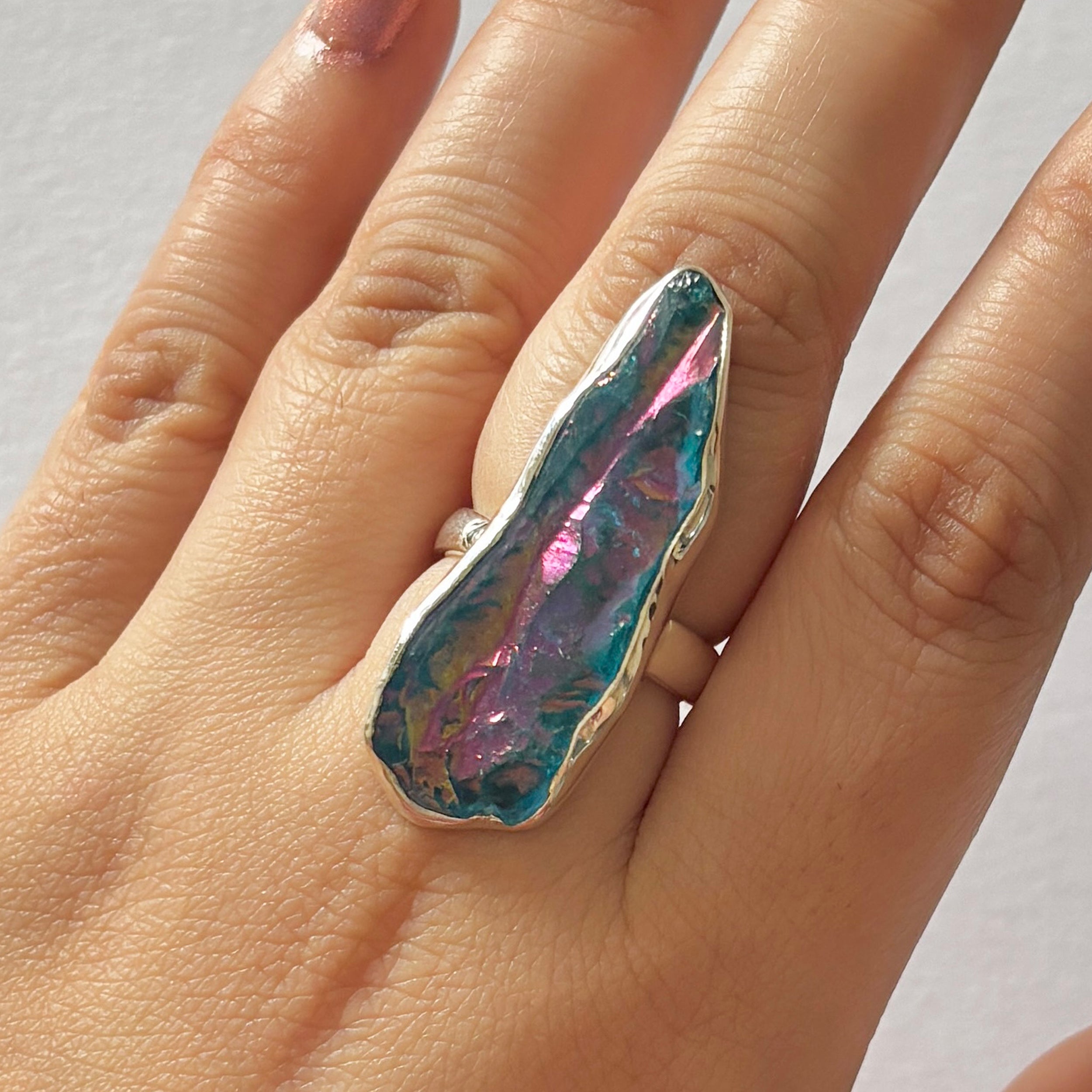 Titanium Druzy Blue Ring-(TDB-2-15)