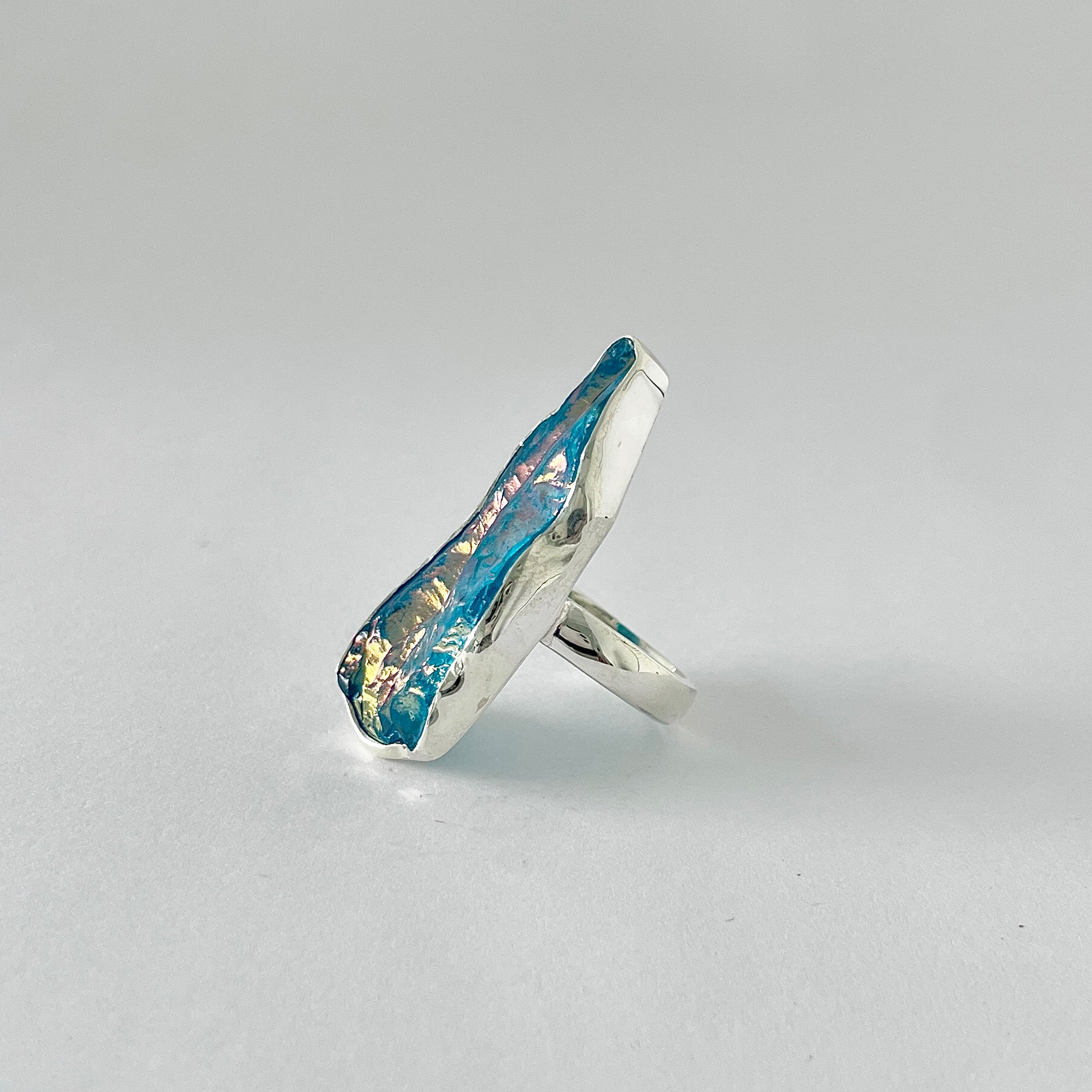 Titanium Druzy Blue Ring-(TDB-2-15)
