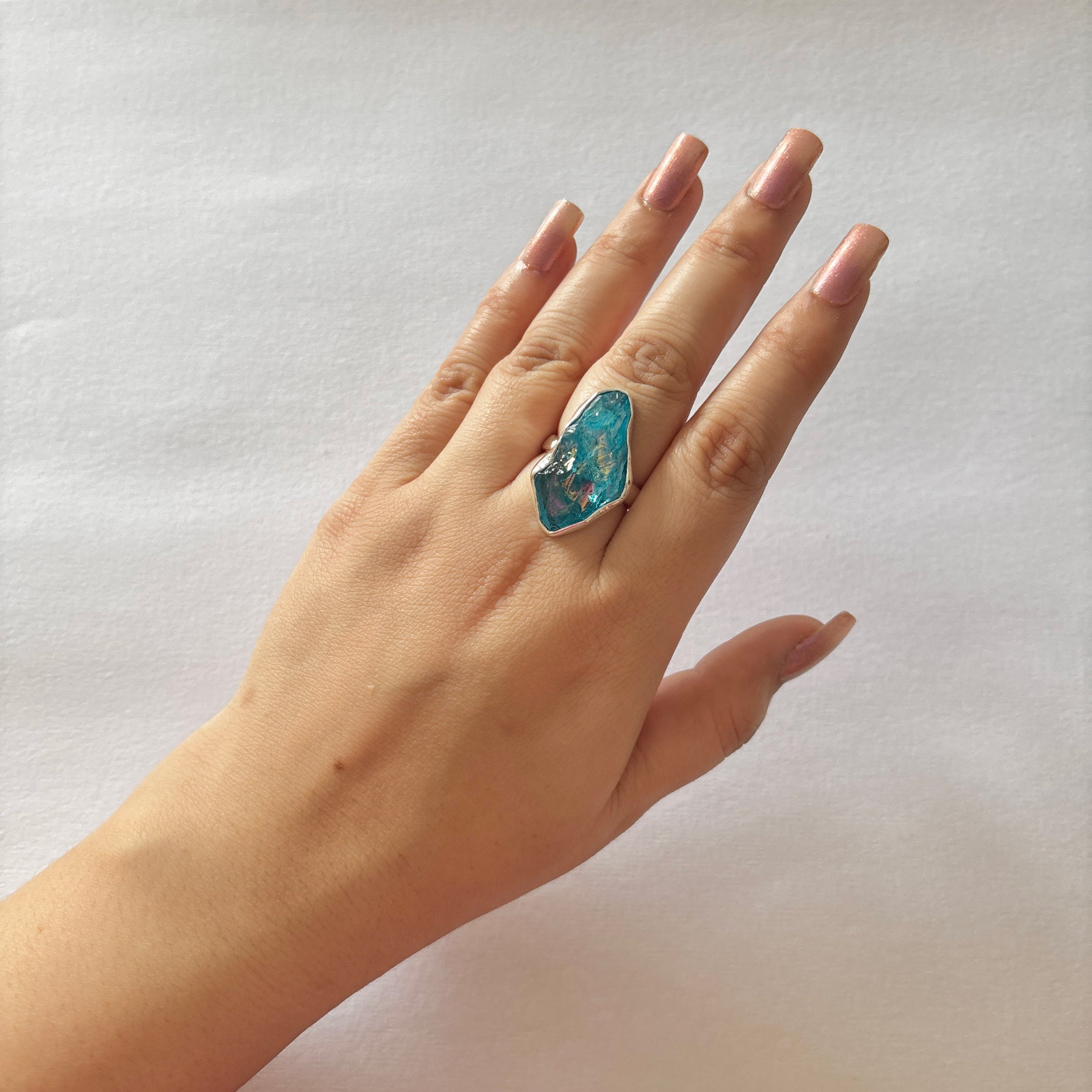 Titanium Druzy Blue Ring-(TDB-2-16)