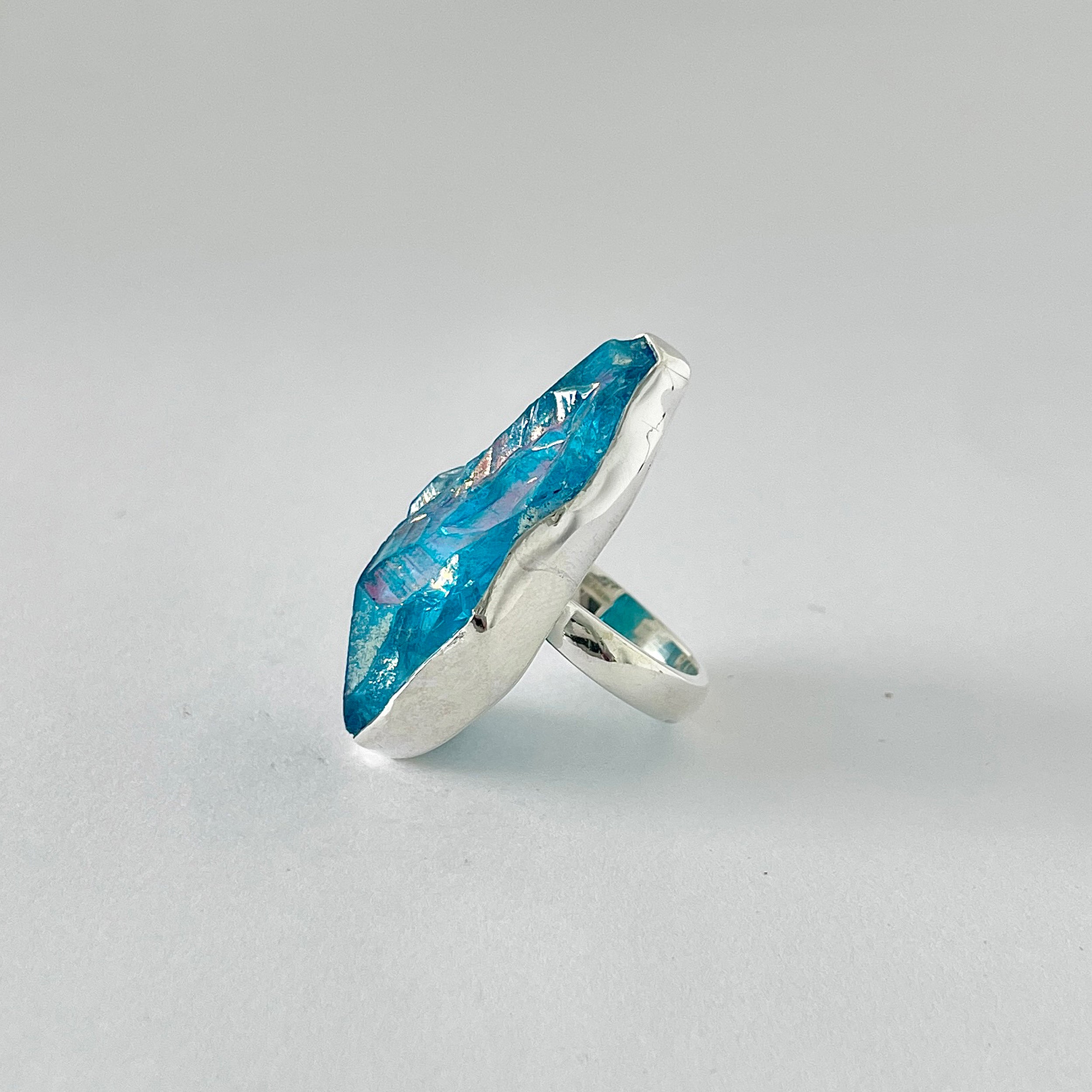 Titanium Druzy Blue Ring-(TDB-2-17)