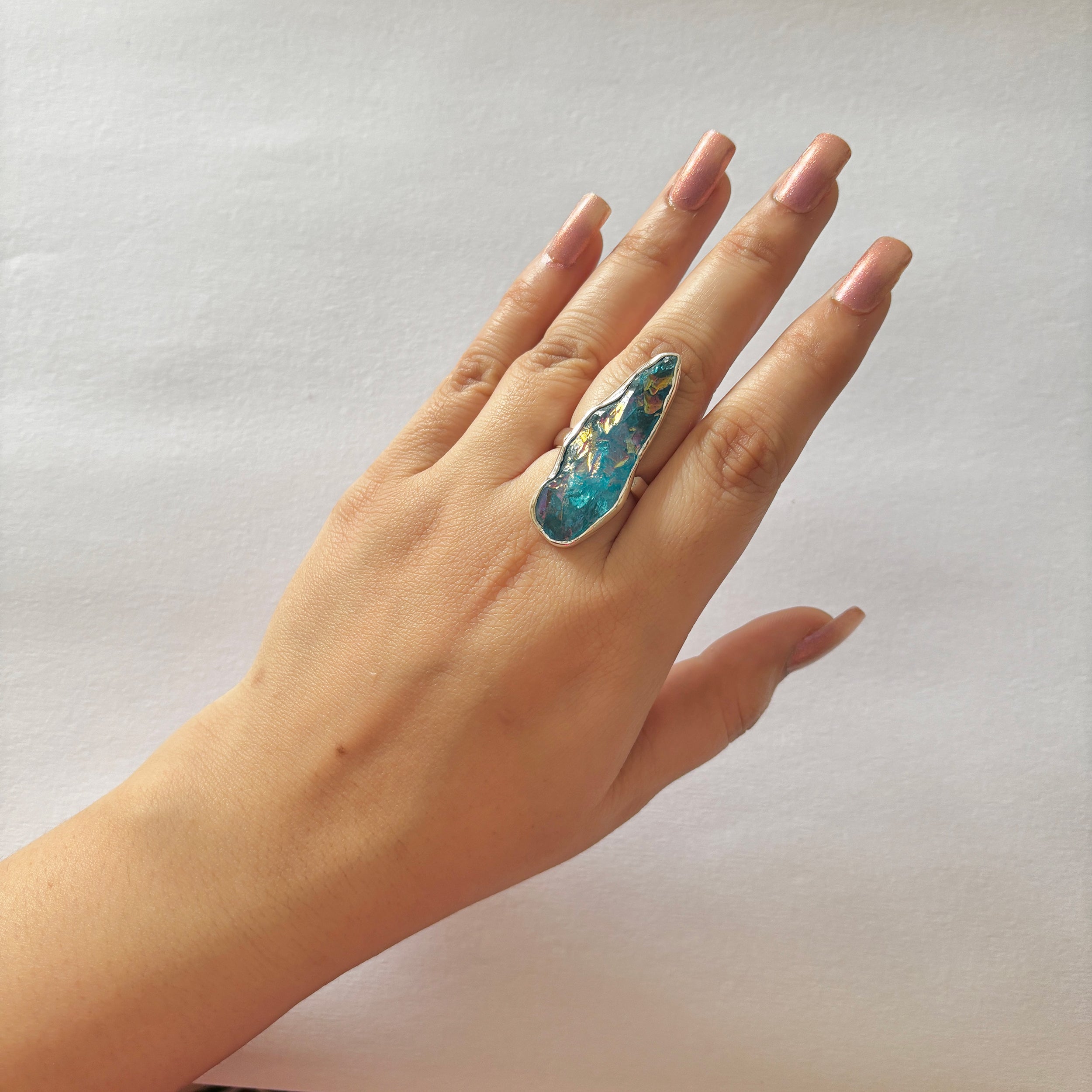 Titanium Druzy Blue Ring-(TDB-2-18)