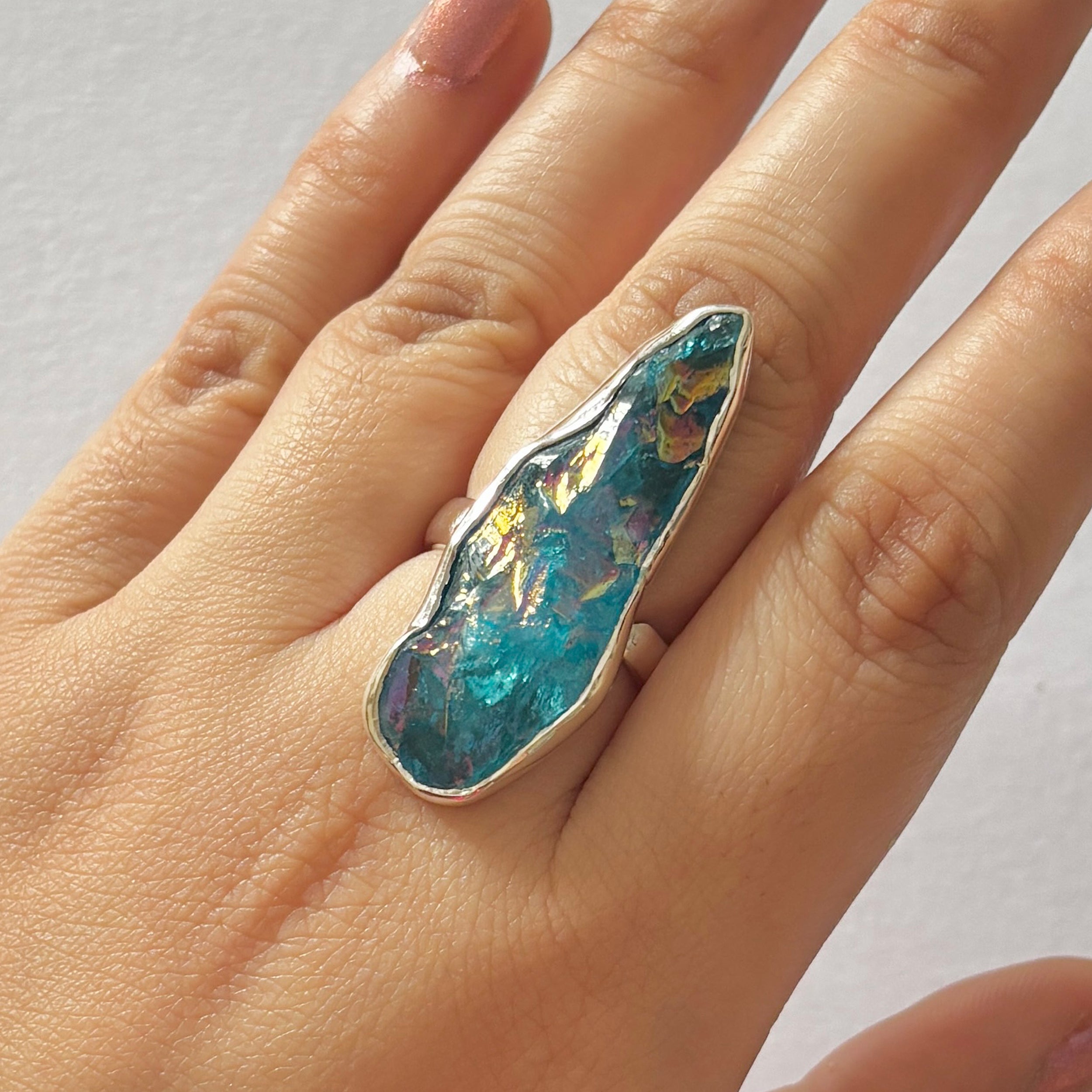 Titanium Druzy Blue Ring-(TDB-2-18)