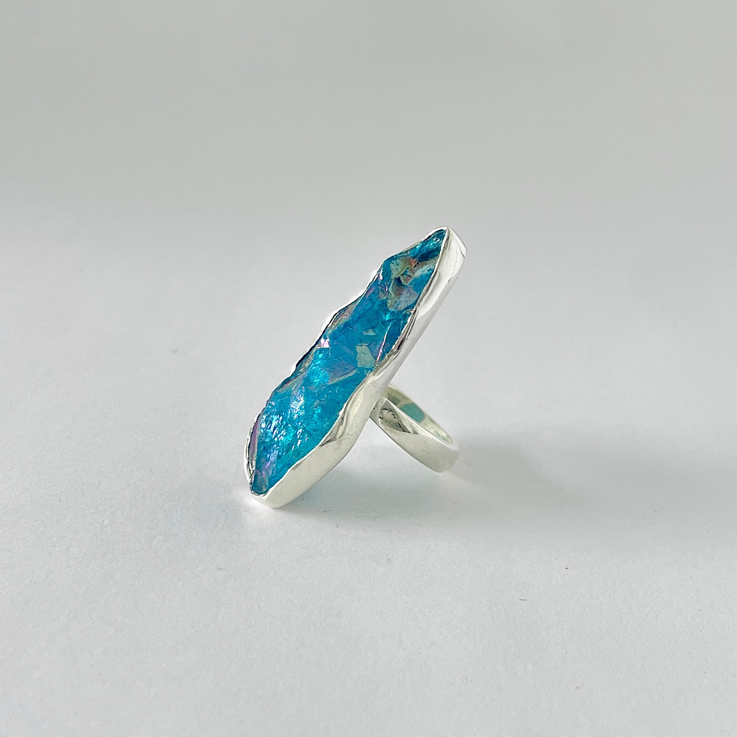Titanium Druzy Blue Ring-(TDB-2-18)