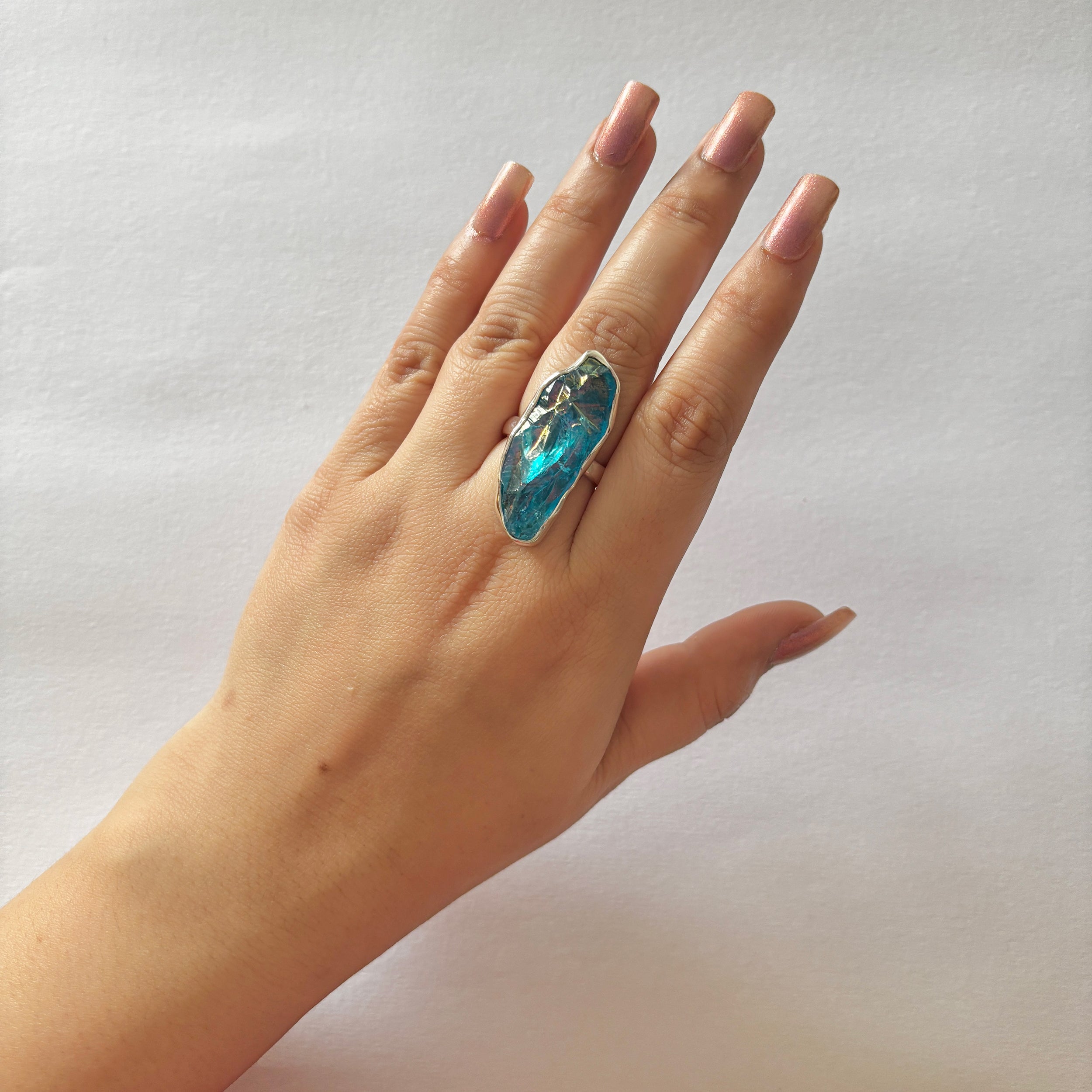 Titanium Druzy Blue Ring-(TDB-2-19)
