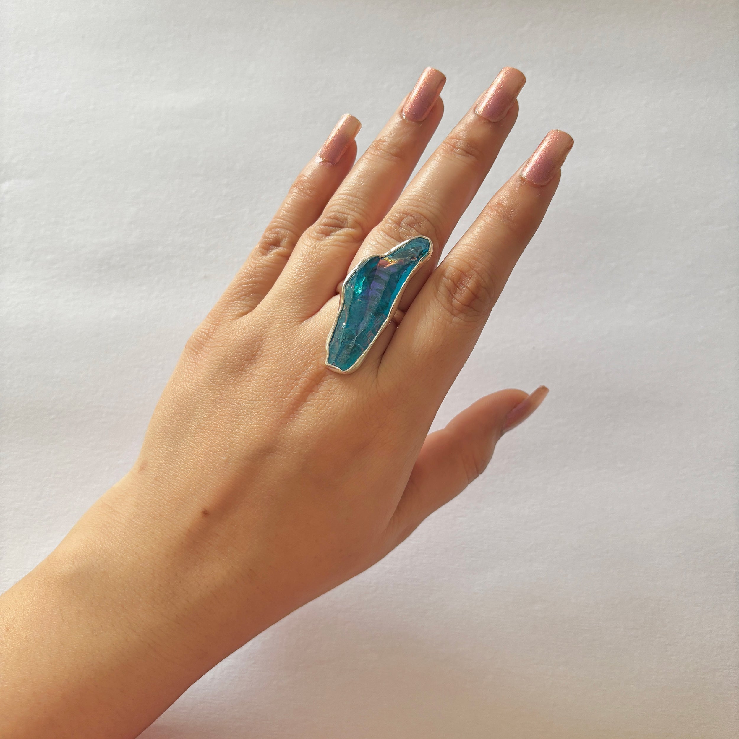Titanium Druzy Blue Ring-(TDB-2-23)