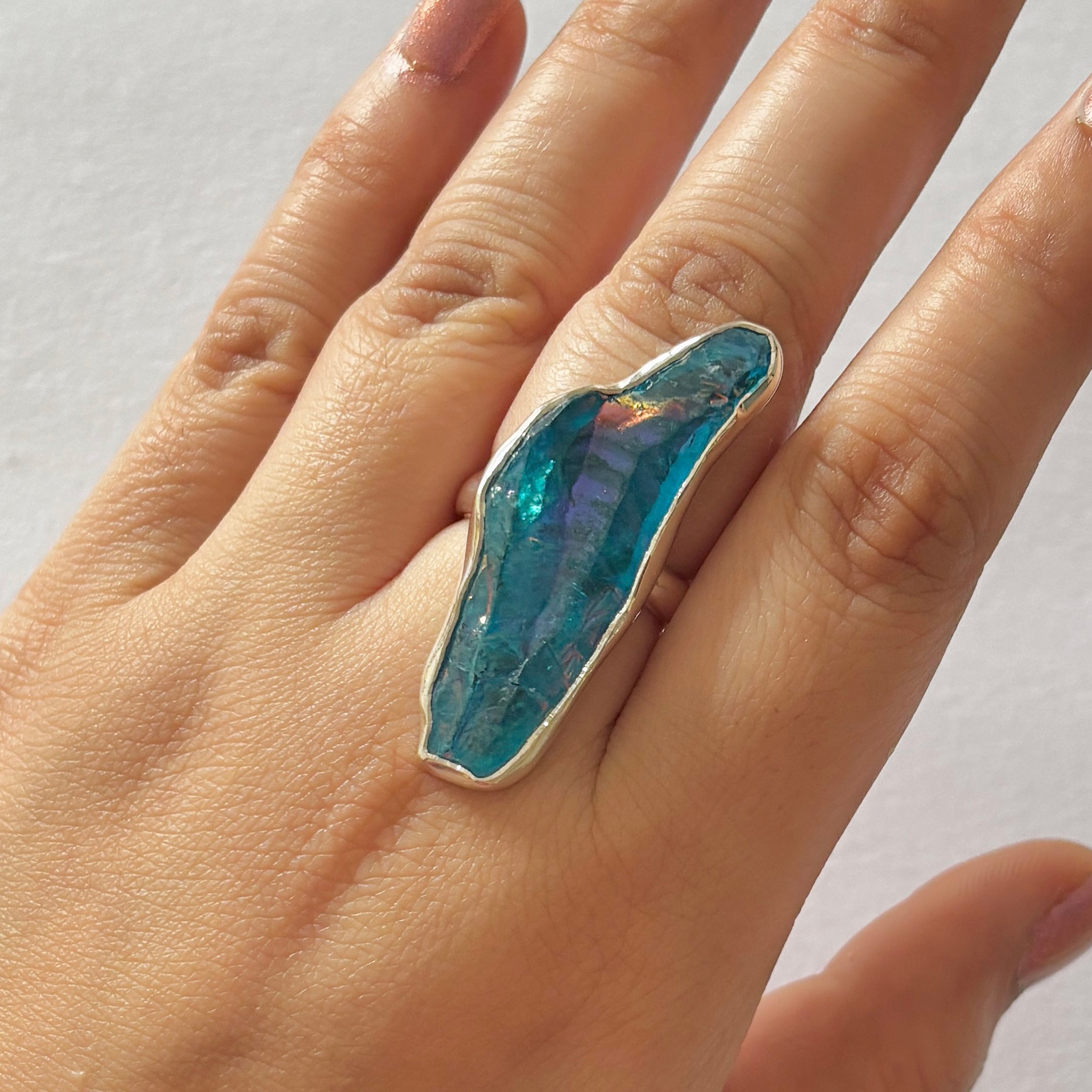 Titanium Druzy Blue Ring-(TDB-2-23)