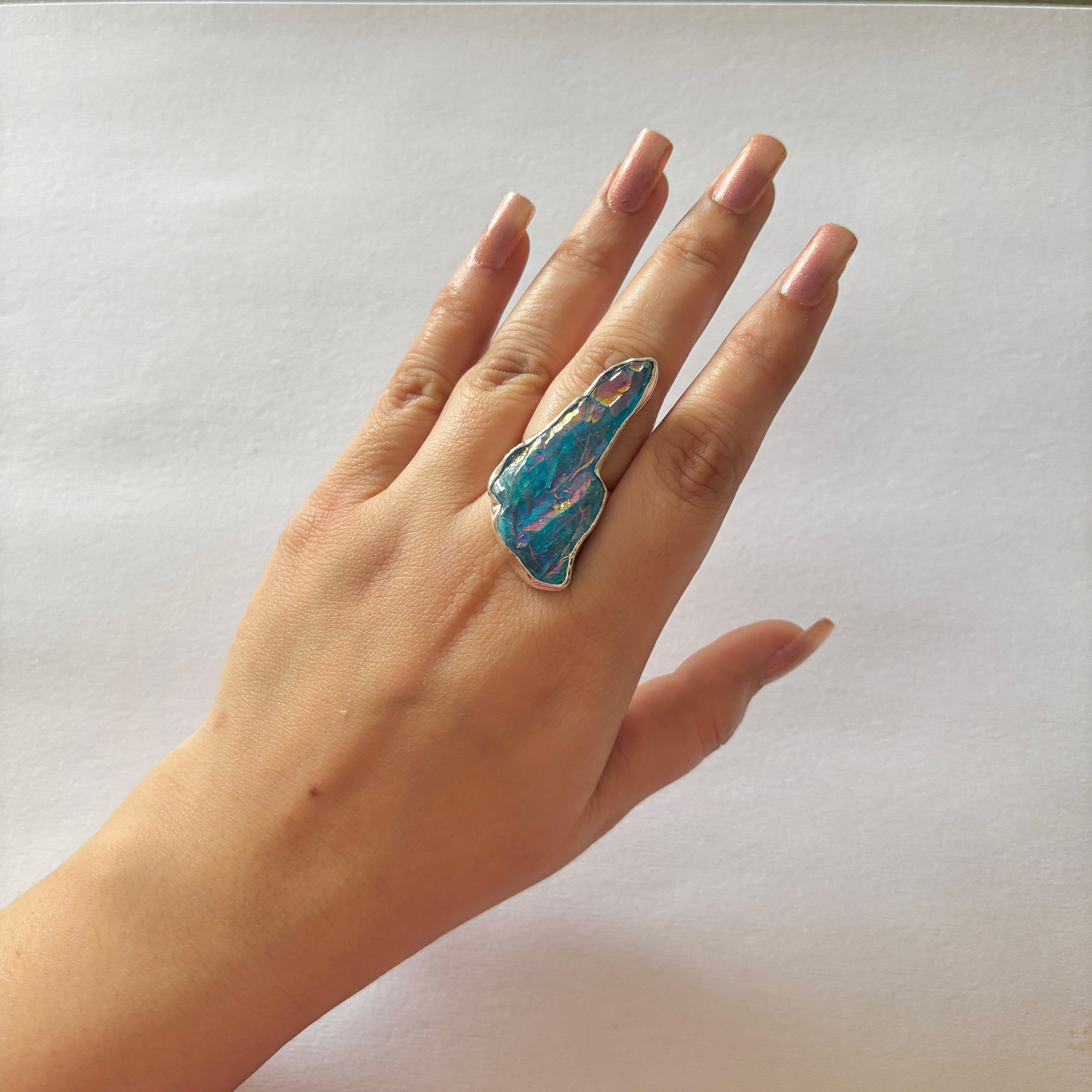 Titanium Druzy Blue Ring-(TDB-2-24)