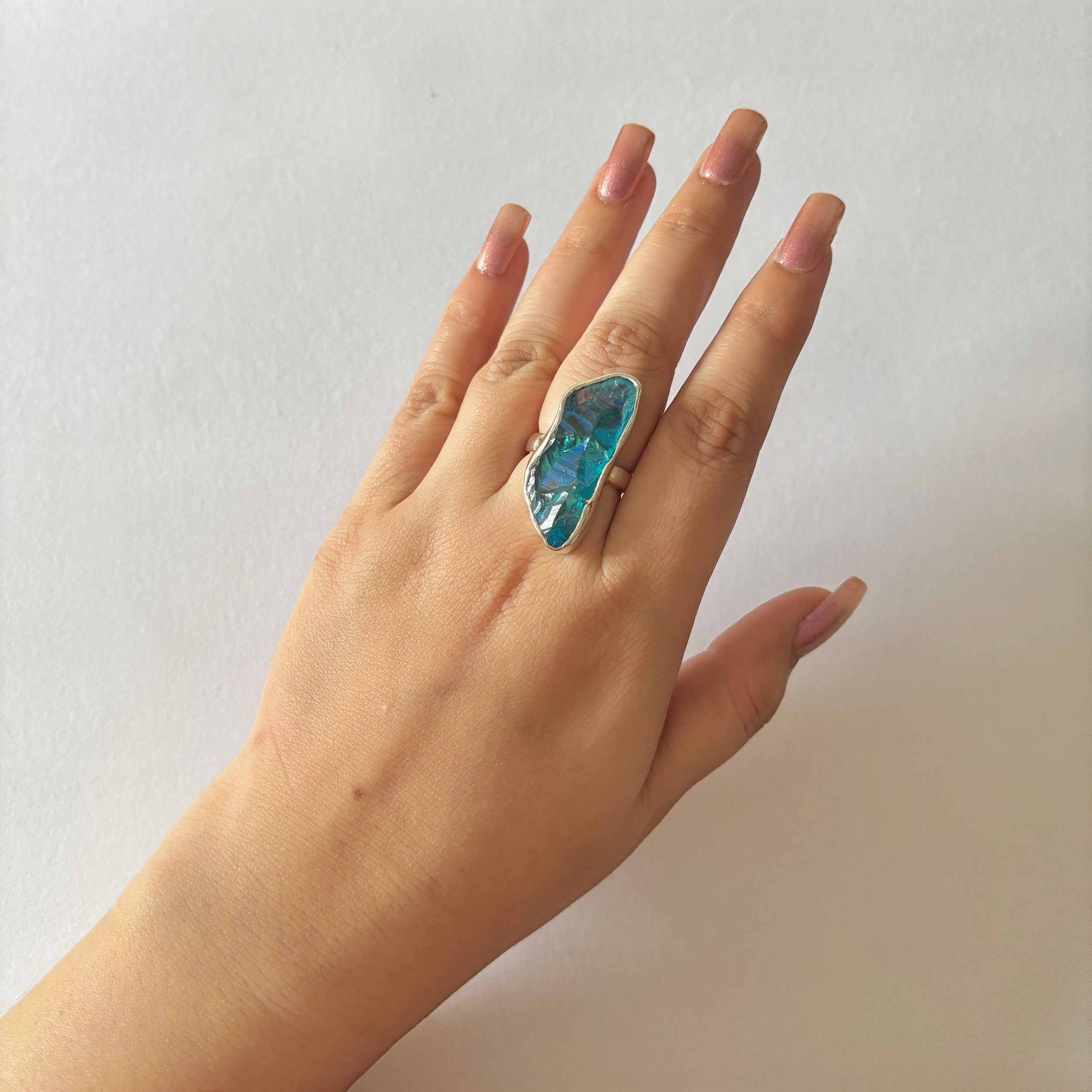 Titanium Druzy Blue Ring-(TDB-2-28)