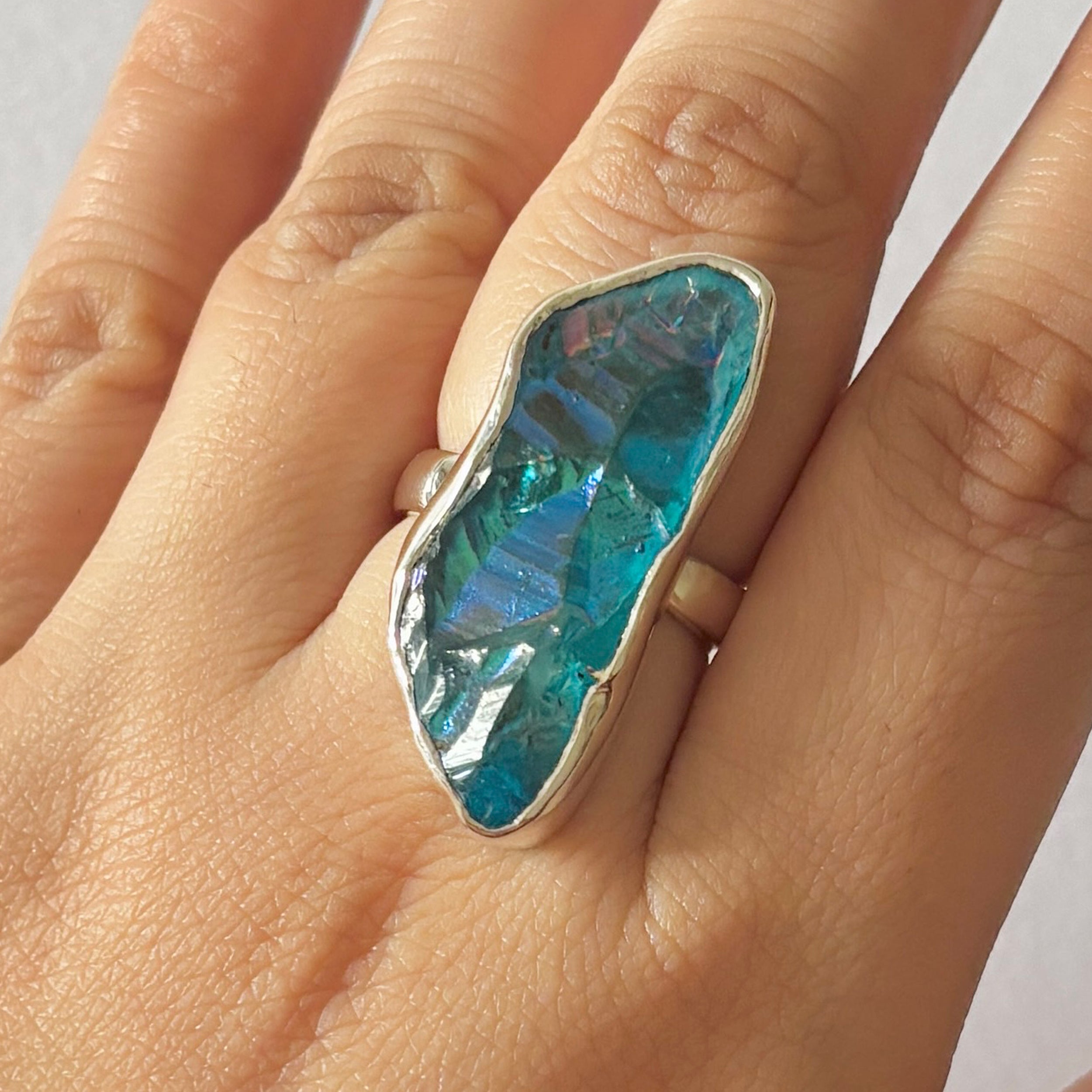 Titanium Druzy Blue Ring-(TDB-2-28)