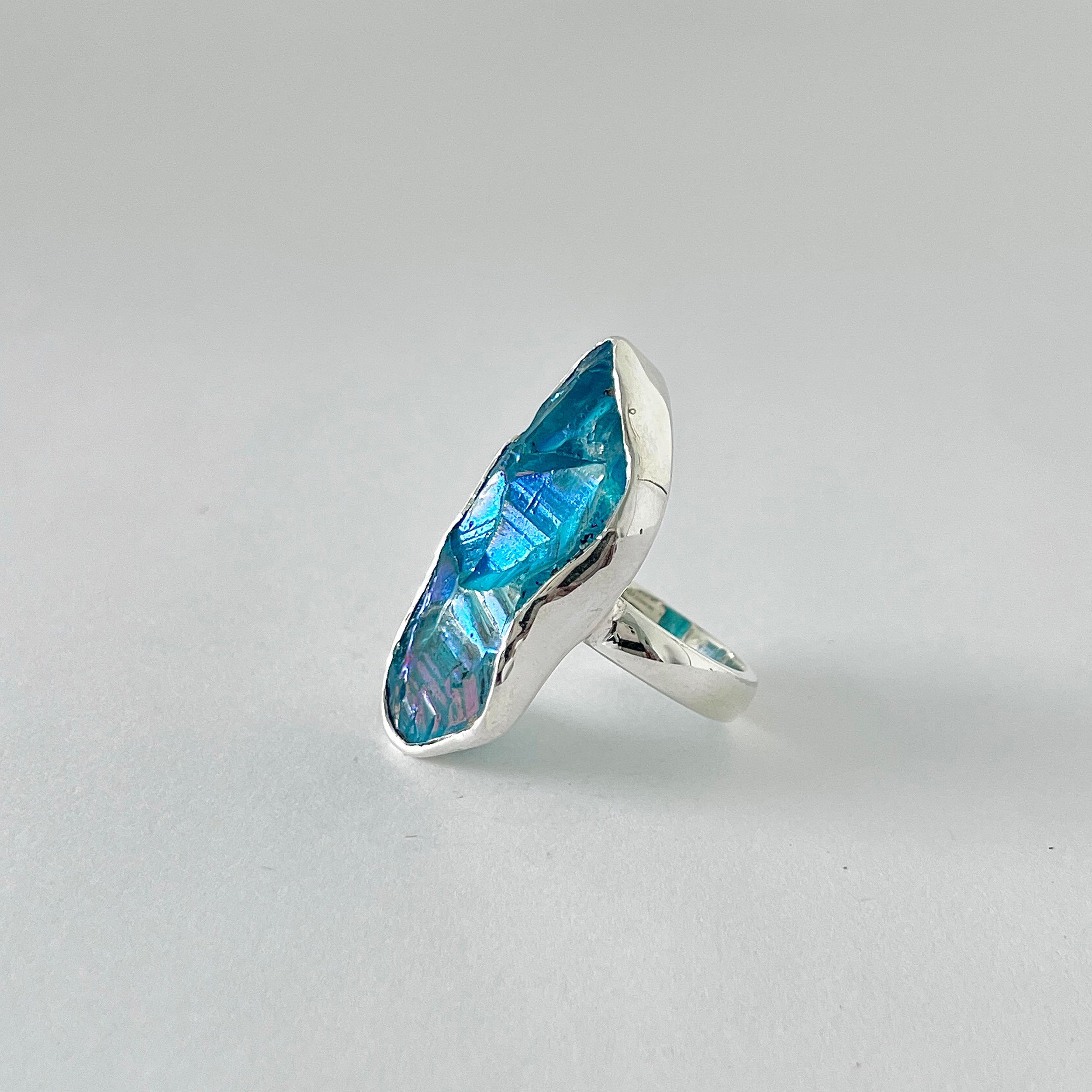 Titanium Druzy Blue Ring-(TDB-2-28)