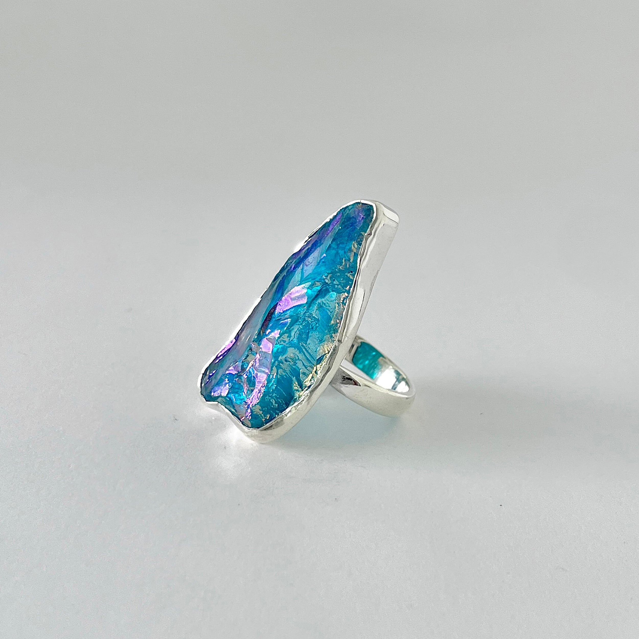 Titanium Druzy Blue Ring-(TDB-2-32)