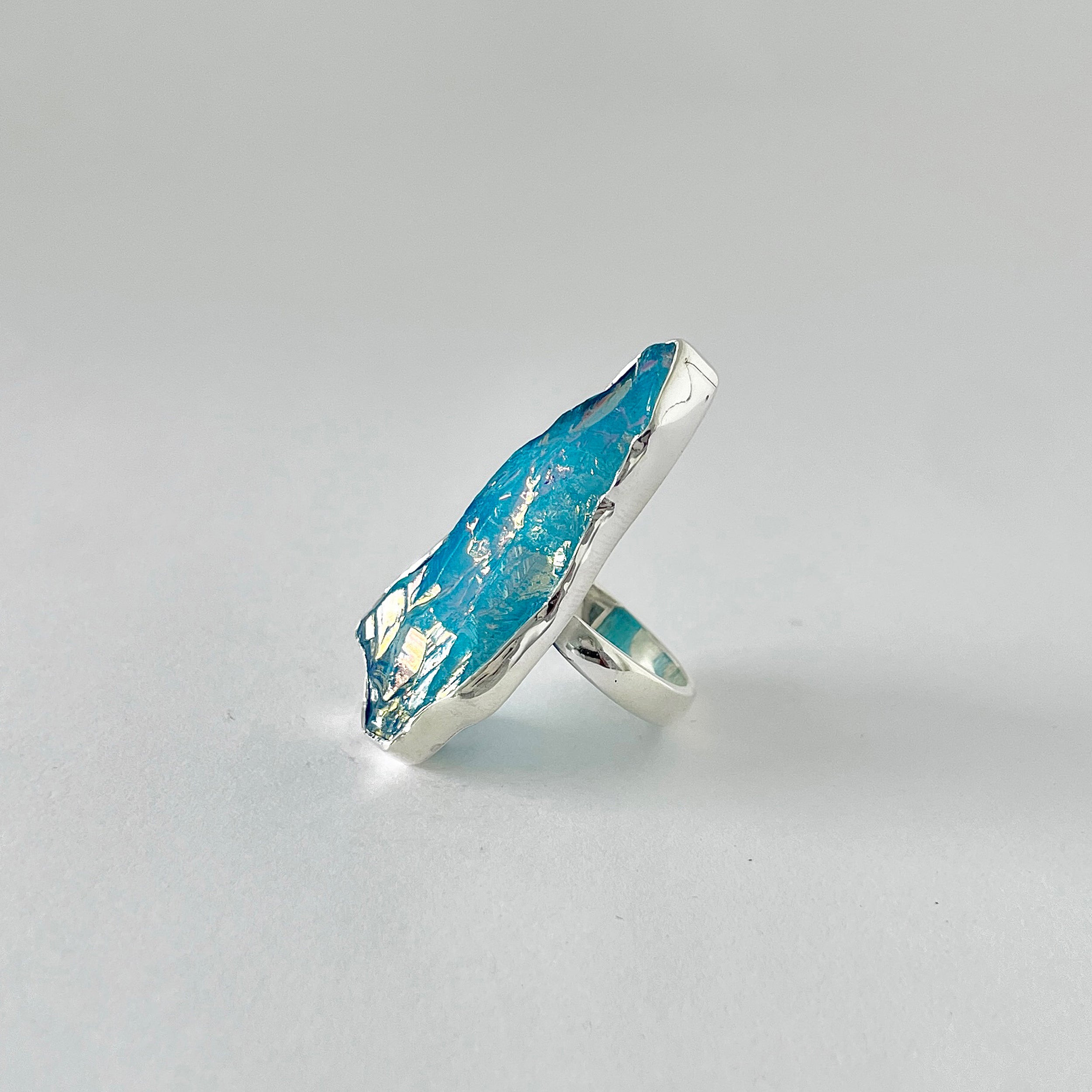 Titanium Druzy Blue Ring-(TDB-2-33)