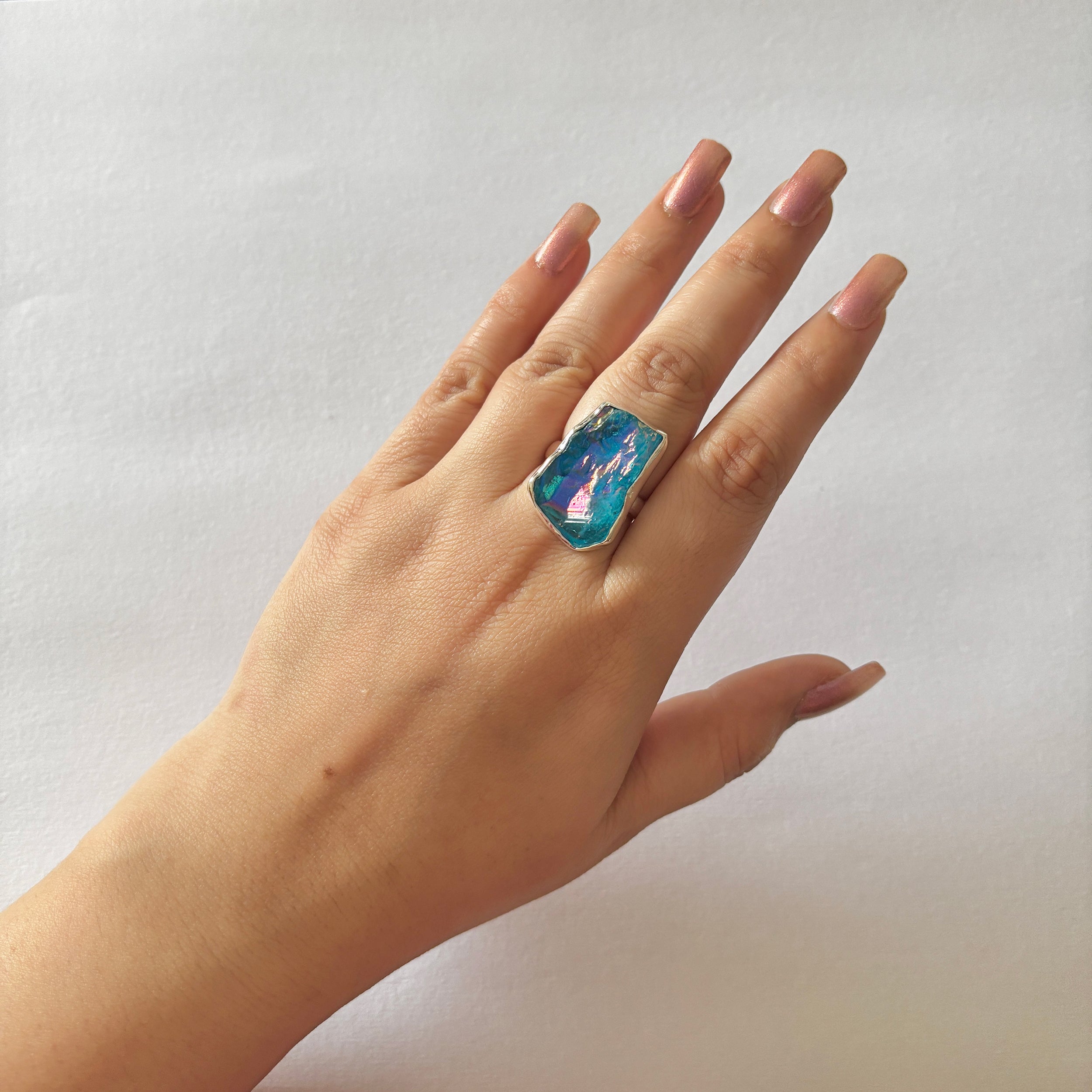 Titanium Druzy Blue Ring-(TDB-2-34)
