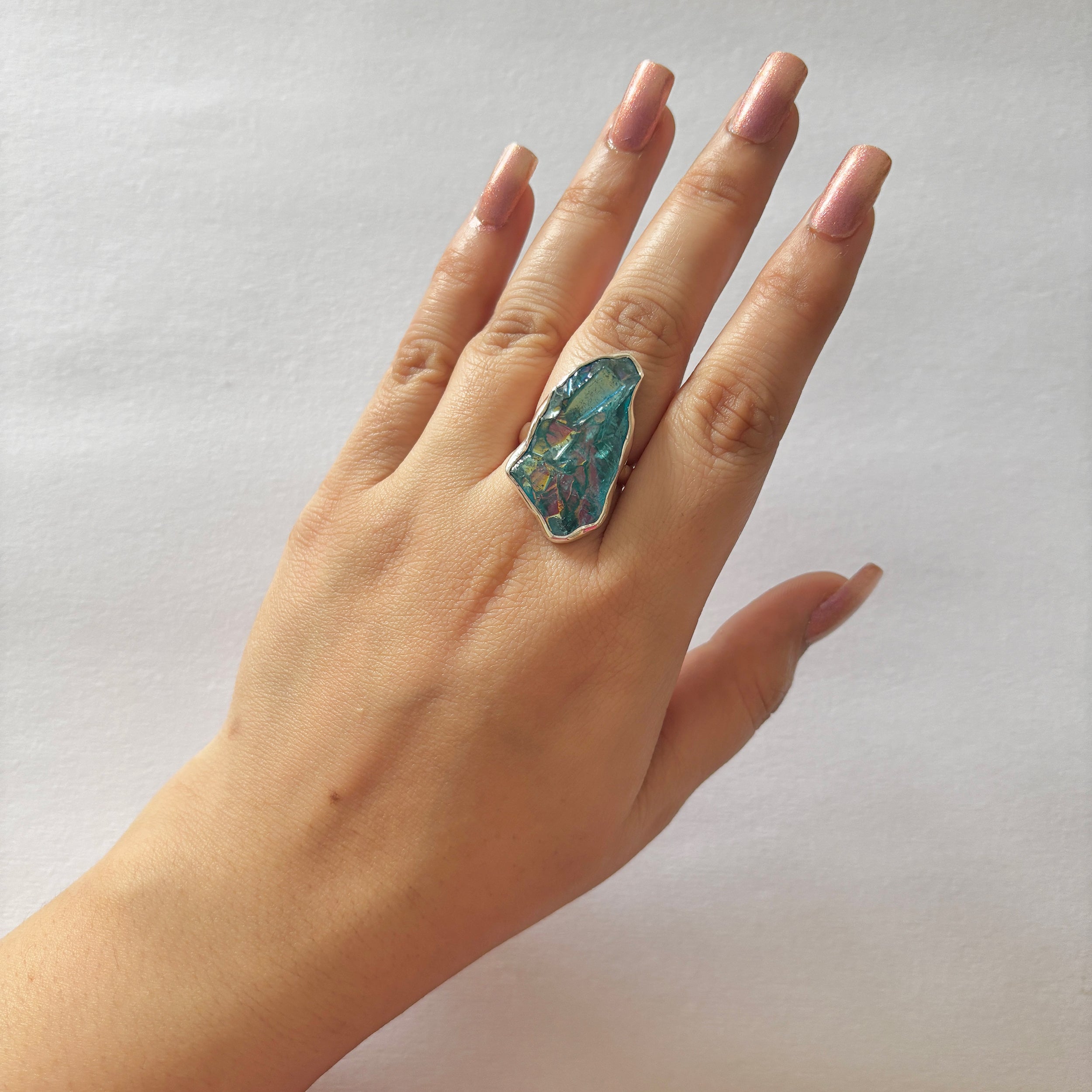 Titanium Druzy Blue Ring-(TDB-2-35)