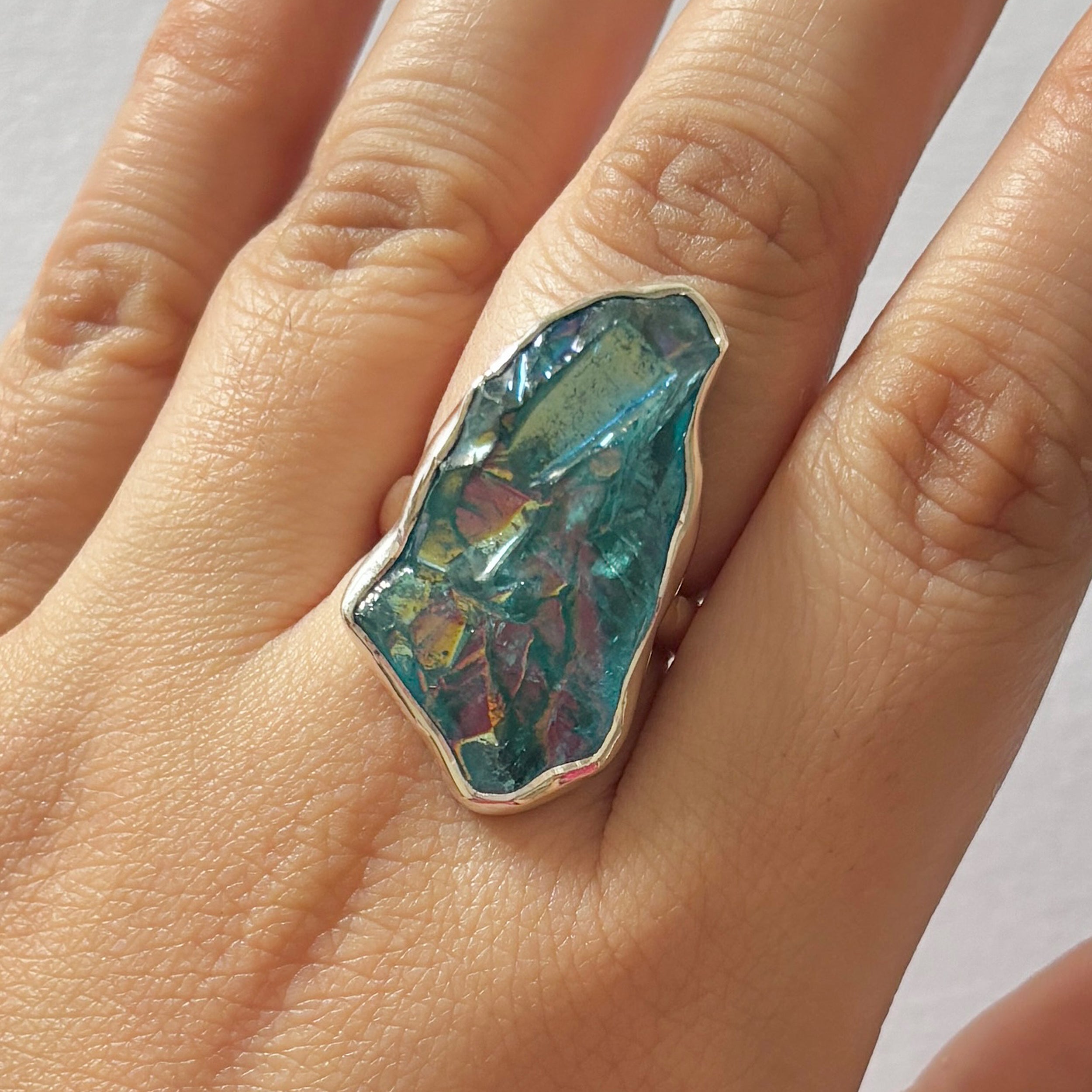 Titanium Druzy Blue Ring-(TDB-2-35)