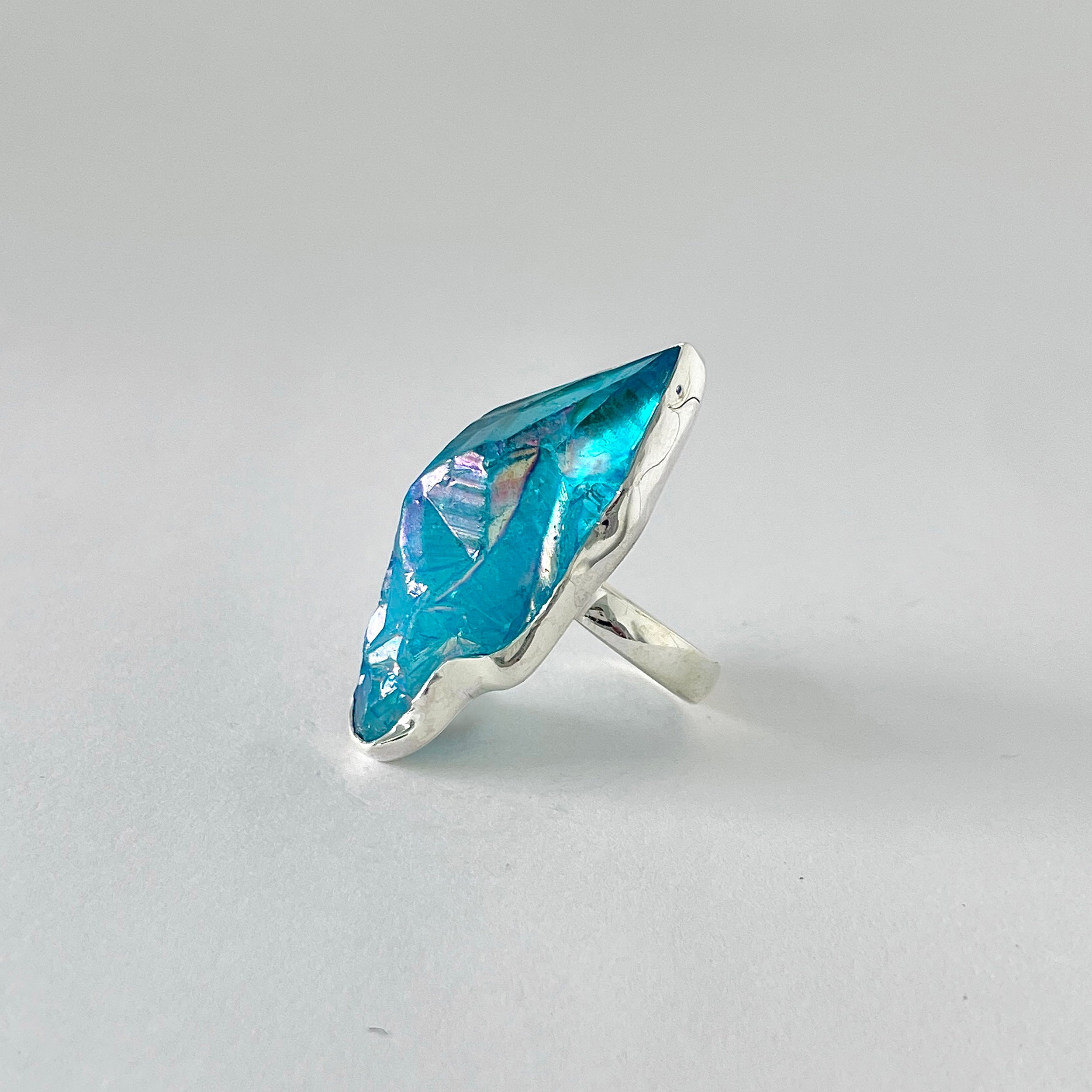 Titanium Druzy Blue Ring-(TDB-2-36)