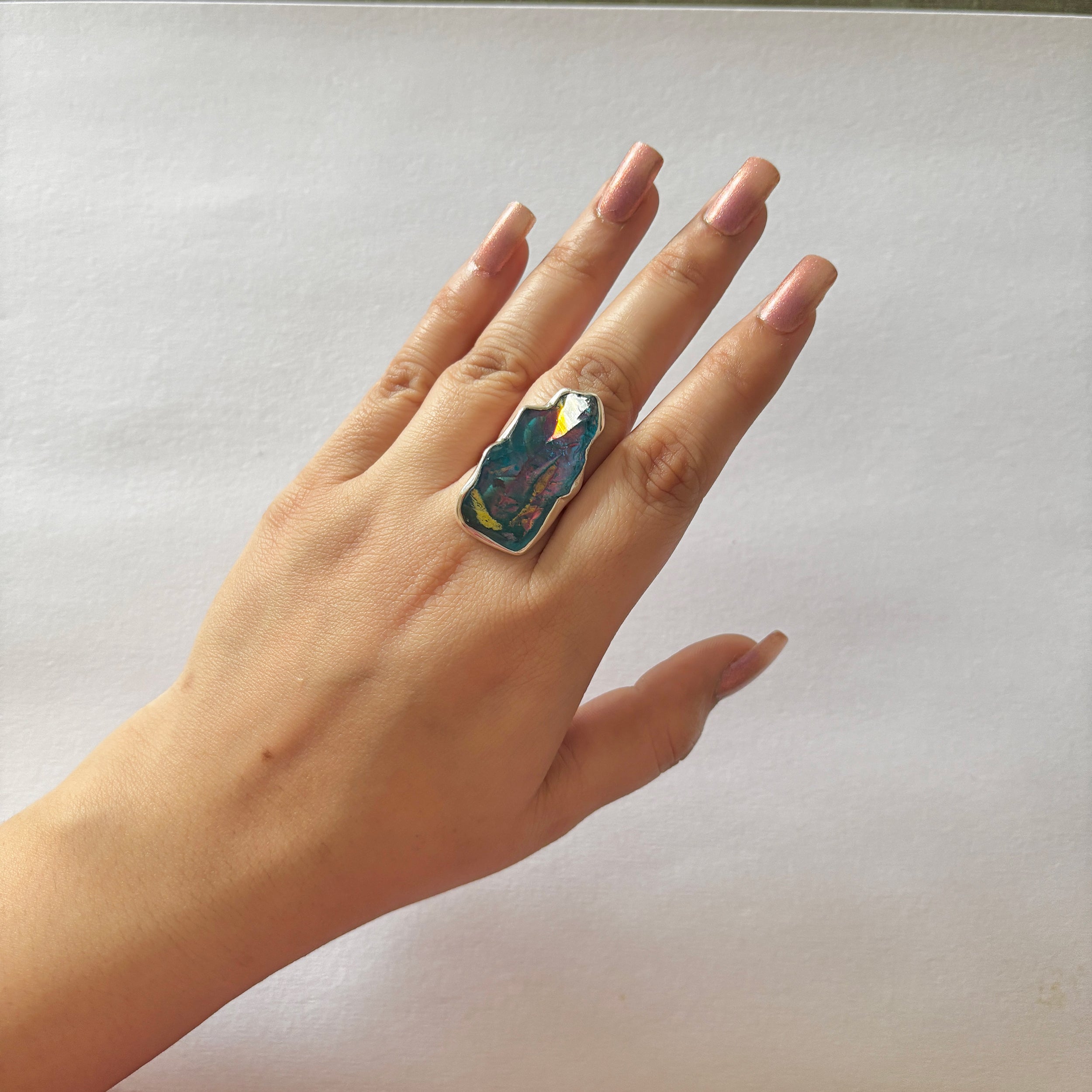 Titanium Druzy Blue Ring-(TDB-2-41)
