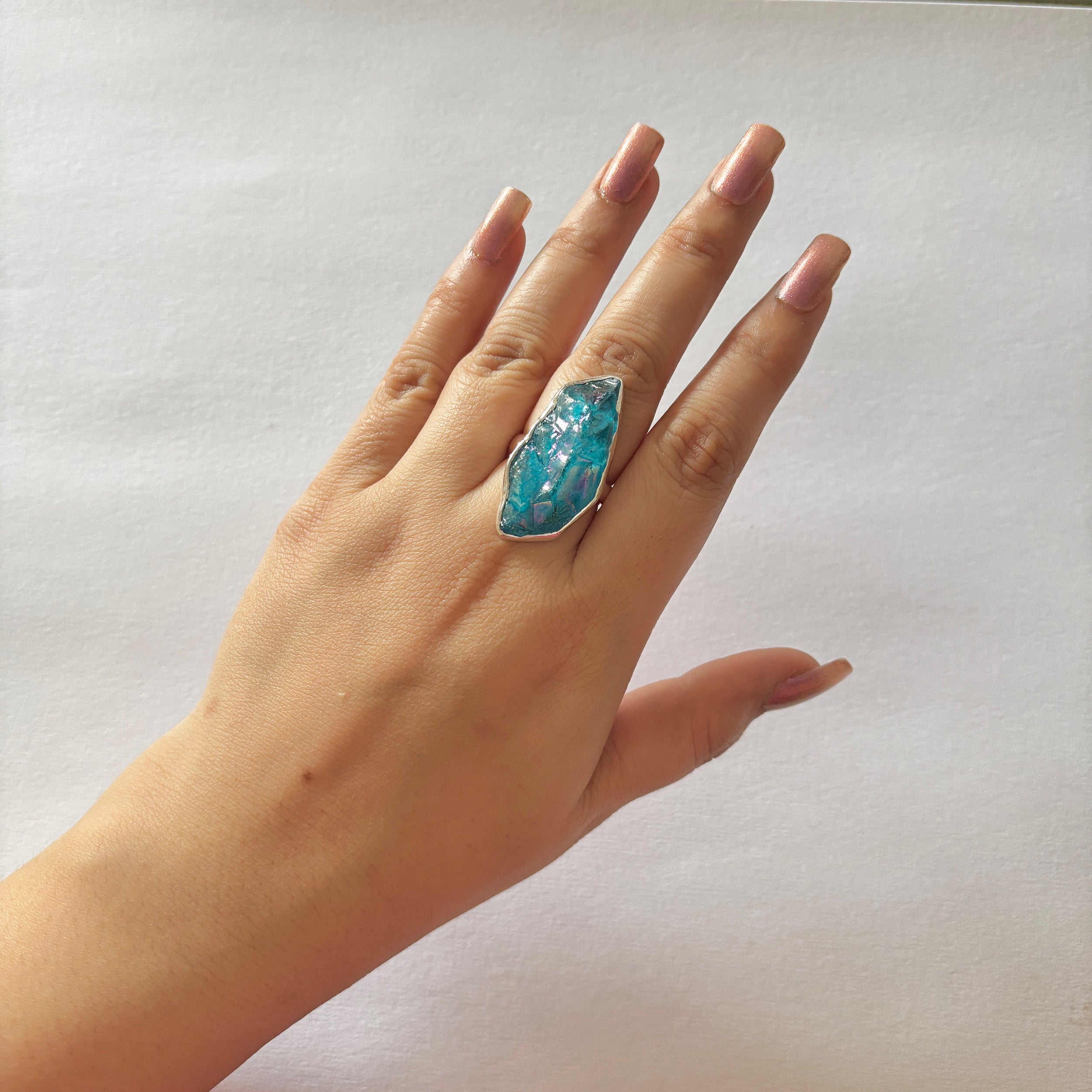 Titanium Druzy Blue Ring-(TDB-2-42)